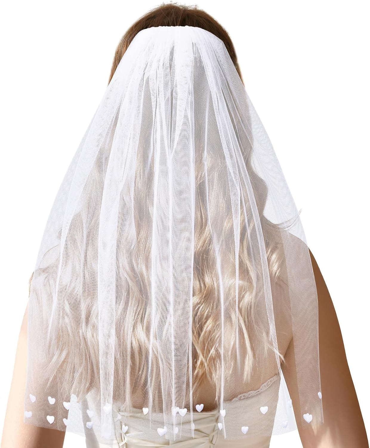 Vicenpal Bridal Bachelorette Veil with Comb Wedding Veils for Brides White Short Veil for Bachelorette Party