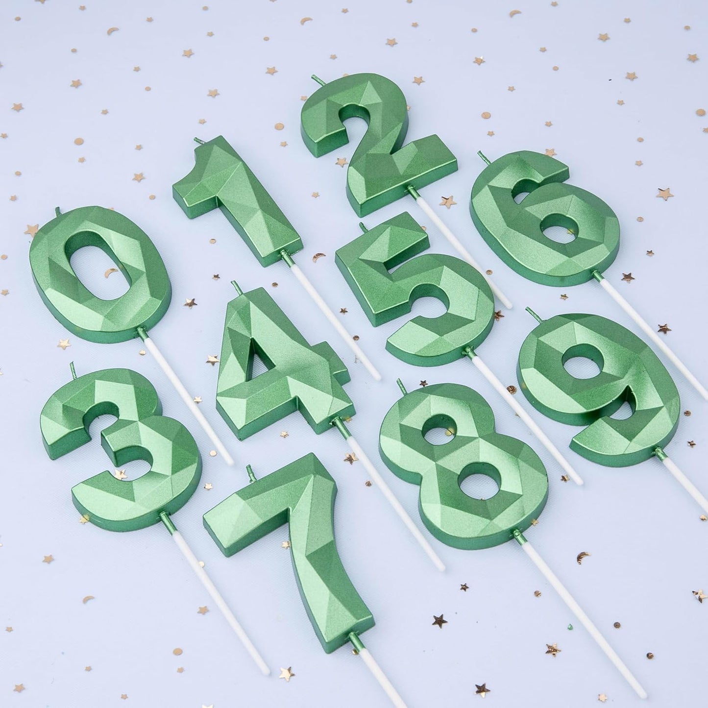 PHD CAKE 2.76 Inch Crystal Green 9 Number Cake Candle, Numeral Birthday Candles, Green Number Candles, Party Celebration