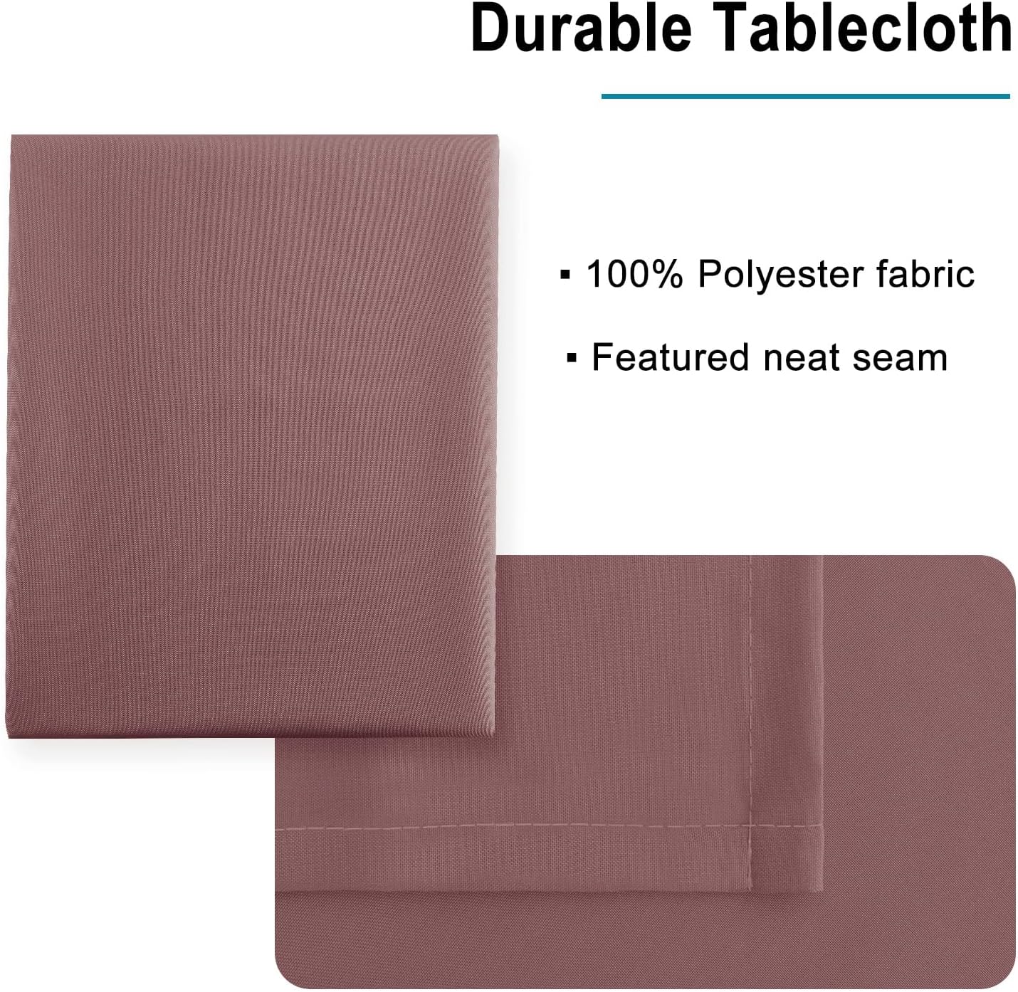 Hiasan Dusty Rose Square Tablecloth - Waterproof and Spillproof Restaurant Washable Polyester Table Cloth for Dining Room, 54 x 54 Inch