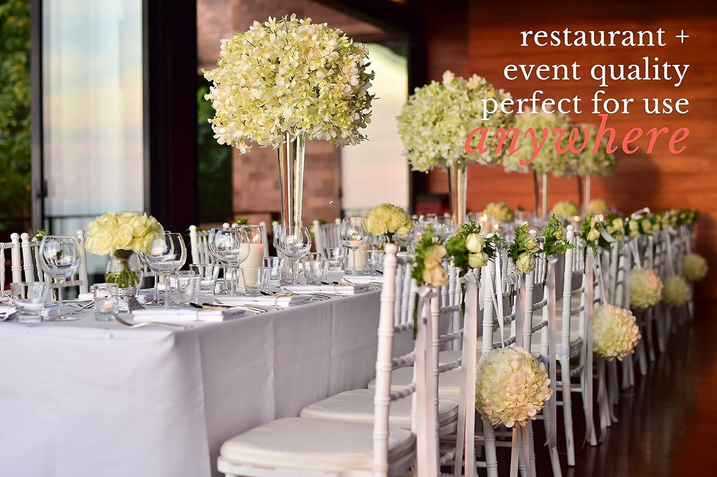 Pomp Black 60" x 126" Poplin Polyester Tablecloth (4 Pack) | Wrinkle + Stain Resistant Easy Care Premium Fabric | Fits 8FT Rectangle Table