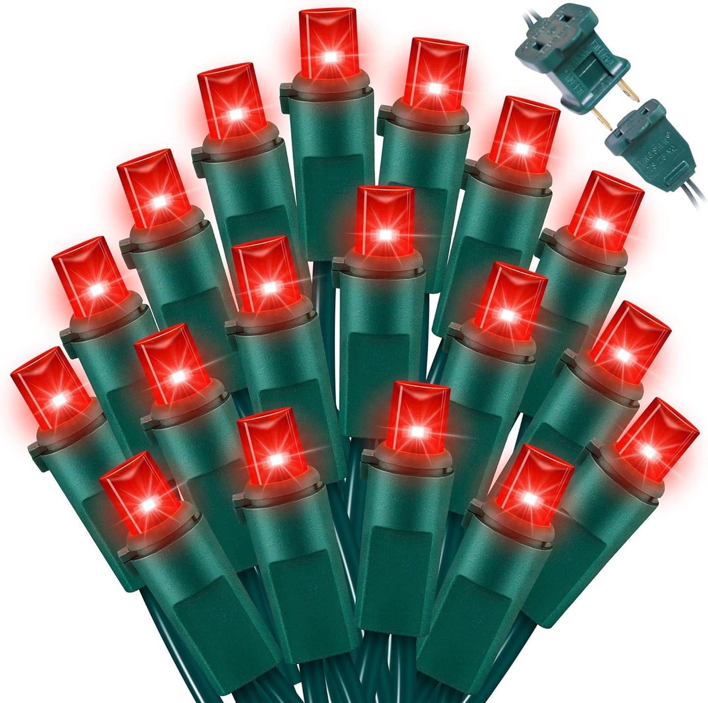 100 Count Red -String Lights - 21.6FT LED Christmas Lights, Mini led Lights for Indoor Outdoor Home Holiday Party Wedding Independence Day Decoration