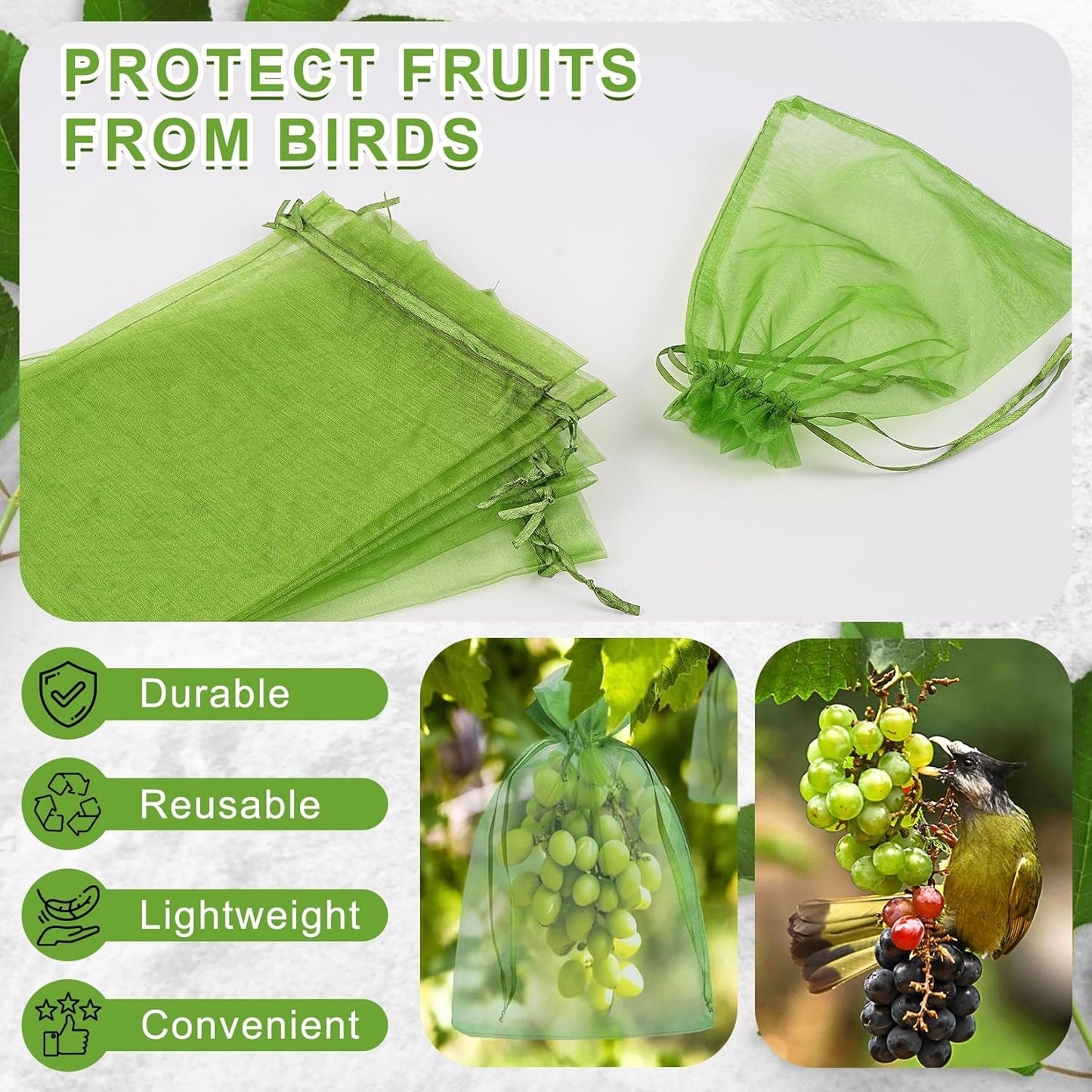 ANZNKU 50 Pack Green Organza Bags 6x9 inches Mesh Bags Drawstring, Gift Pouch for Party Wedding Christmas Candy Favor, Sheer Organza Gift Bag
