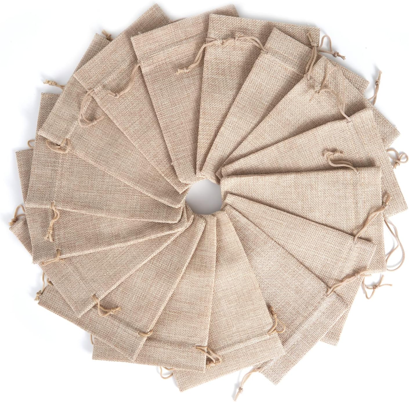 Tendwarm 50 Pcs 5.9x7.8 Inch Burlap Gift Bags with Drawstring Linen Jewelry Bag for Wedding Party Favors