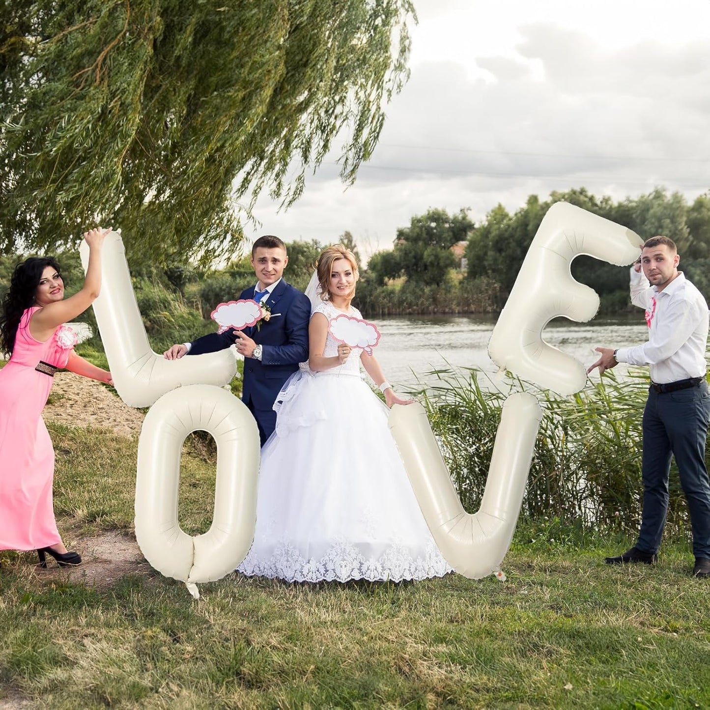 40 Inch Letter Balloons Cream, Big Alphabet B Foil Word Beige, Large Inflatable Name White Decor, Mylar Helium Custom for Women Birthday Party Decoration