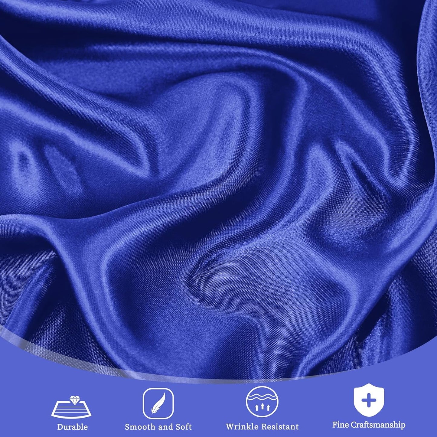fani 12 Pack 108 Inch Royal Blue Satin Tablecloth - Silky Round Tablecloth Overlay Smooth Fabric Table Cover, Bright Table Decoration for Wedding Party Banquet Events Restaurant Kitchen Dining