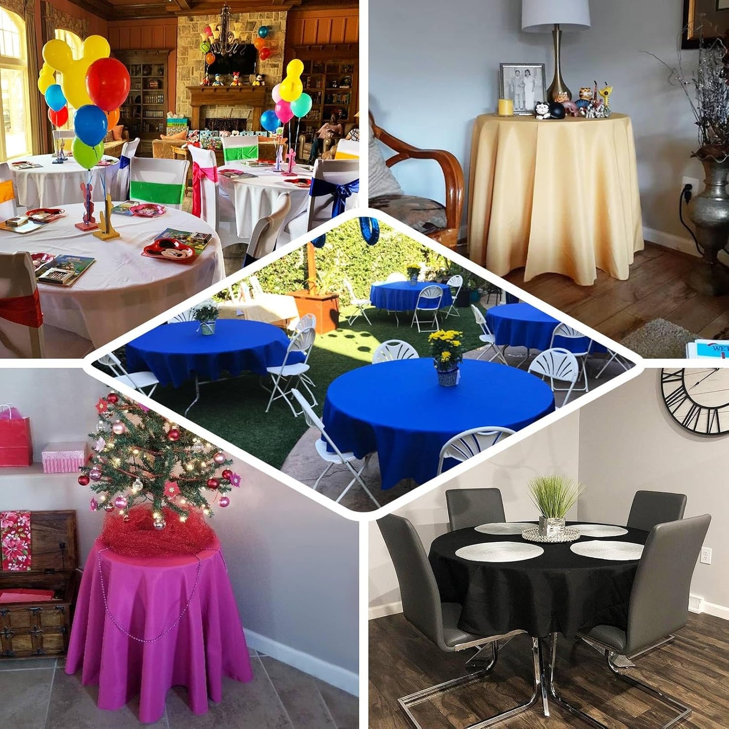 Efavormart Round Tablecloth, 70 Inch Stain & Wrinkle Resistant Washable Table Cloth, Decorative Polyester Fabric Table Cover for Banquet, Wedding, Dining- Chocolate