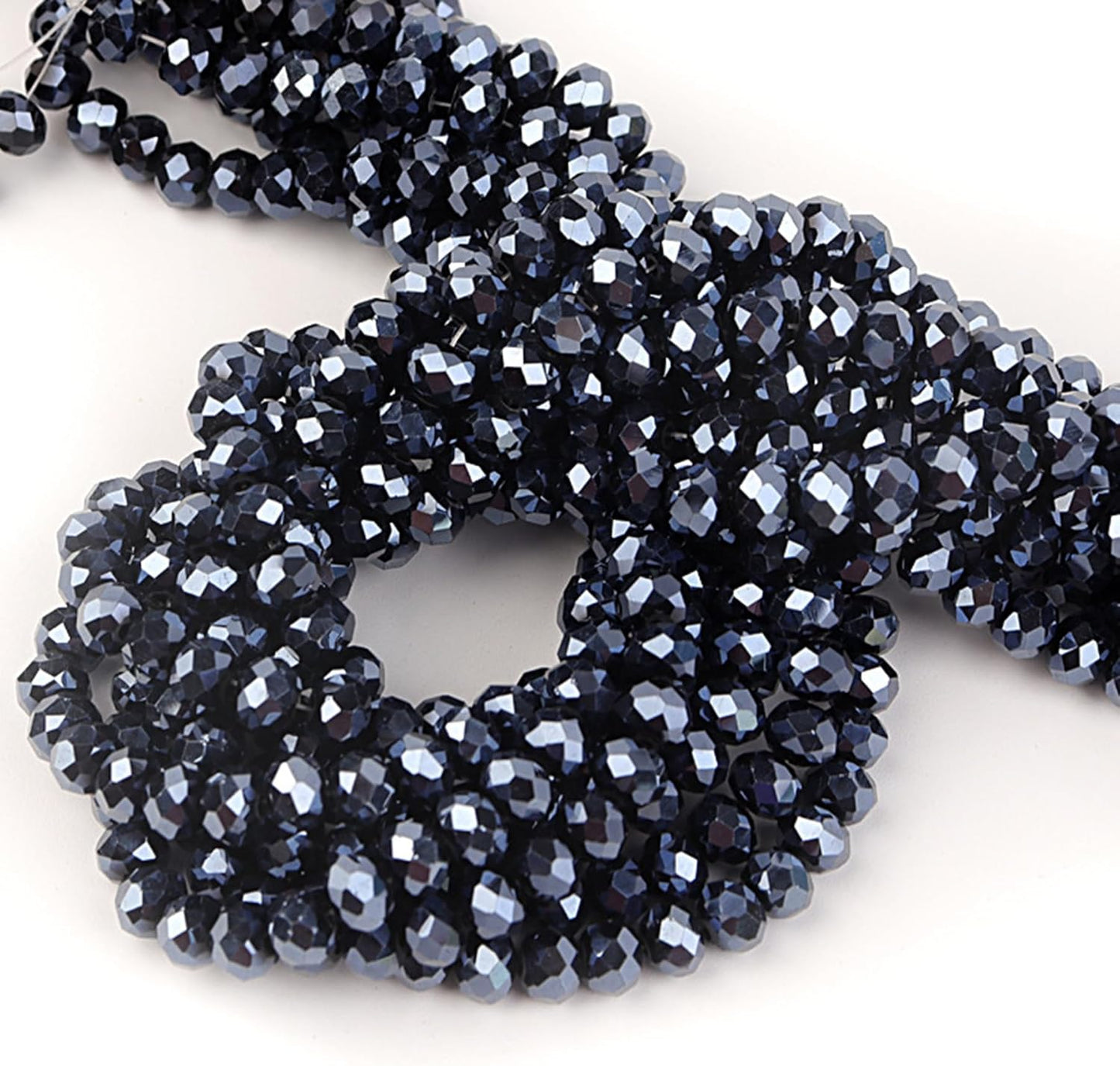 800Pcs 4/6/8/10mm Crystal Glass Beads for Jewelry Making Beads for Bracelets Necklace Pendants Making Supplies(Navy Blue)