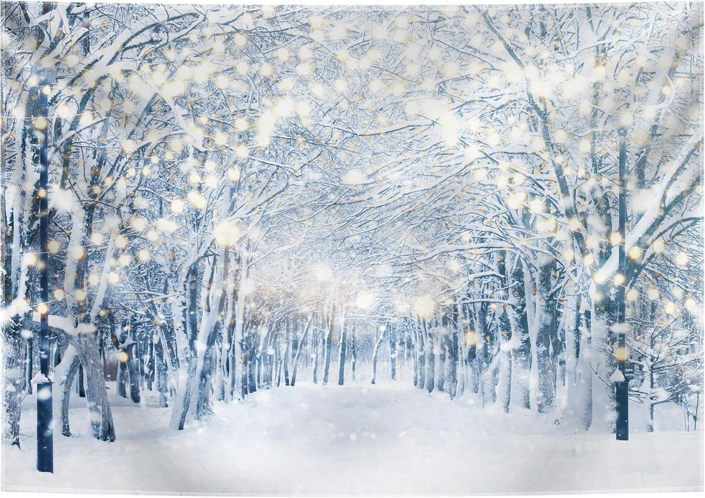 7x5FT Winter Snowy Scene Photography Backdrop Wonderland Snowflake Tree Snow Background Bokeh Glitter White Snow Forest Landscape Party Photo Booth Studio Props