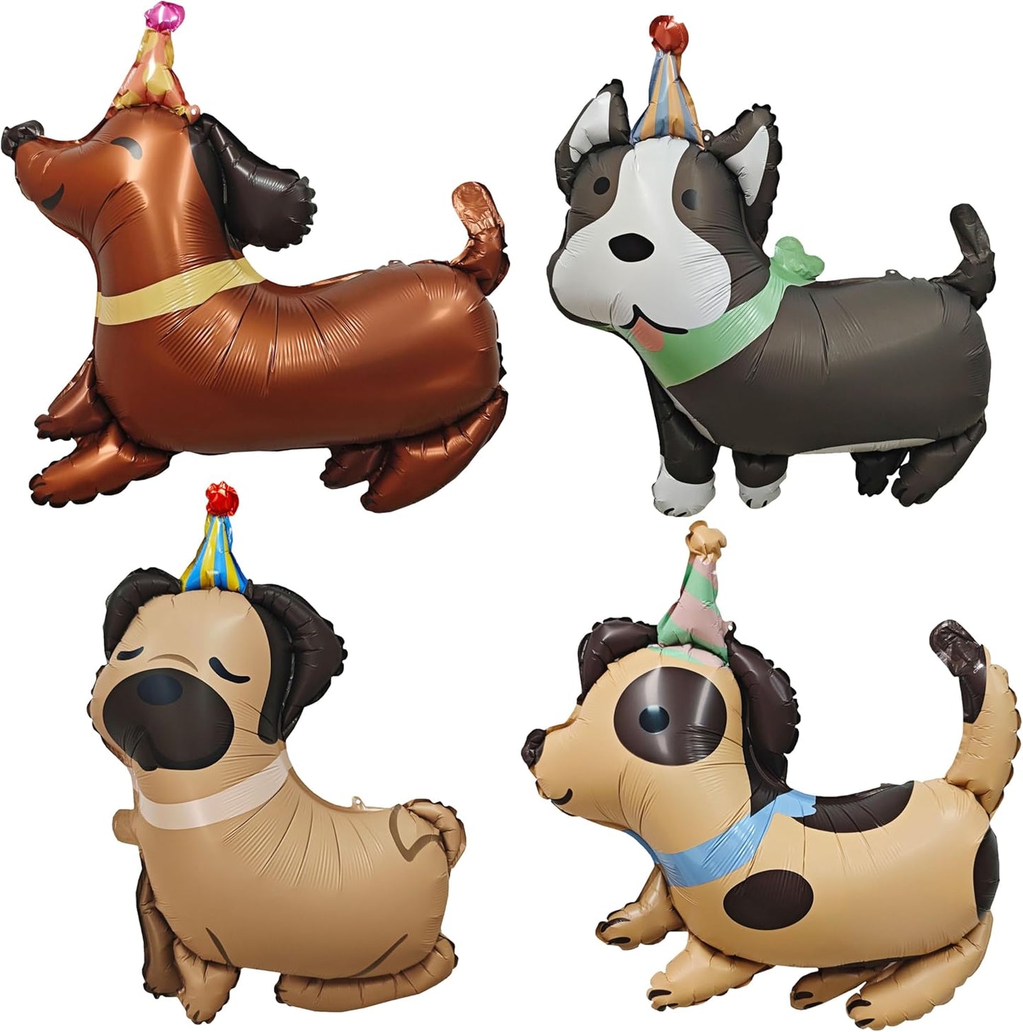 4PCS Animal Dog Birthday Balloons Cute Pet Puppy Mylar Foil Party Balloons Decoration For Kids Gift Dog Themed Birthday Baby Shower Pet Party Decorations