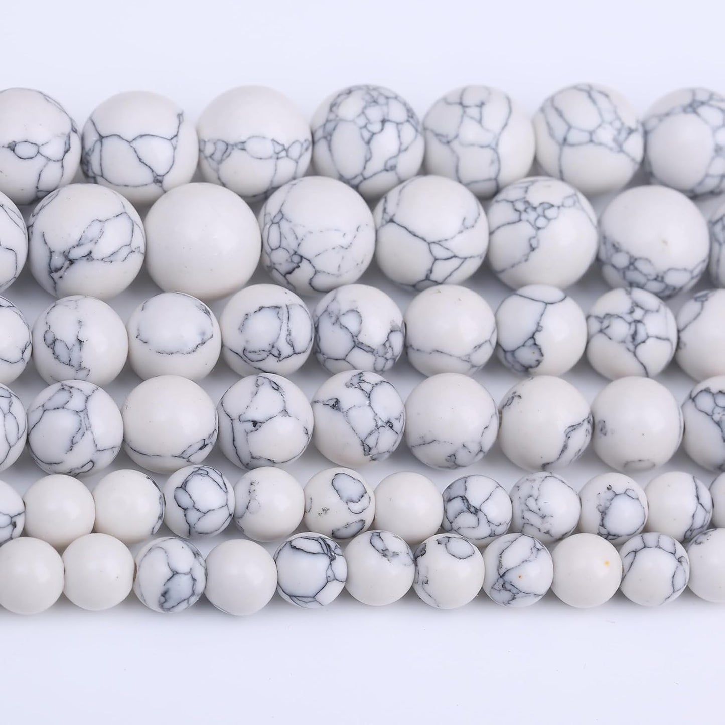 Natural White Turquoise Stone Beads Gemstone Round Crystal Energy Jade Beads Stone Beads for Jewelry Making DIY Bracelet Necklace Jewelry Making 1 Strand 15.5inch 35PCS 10MM