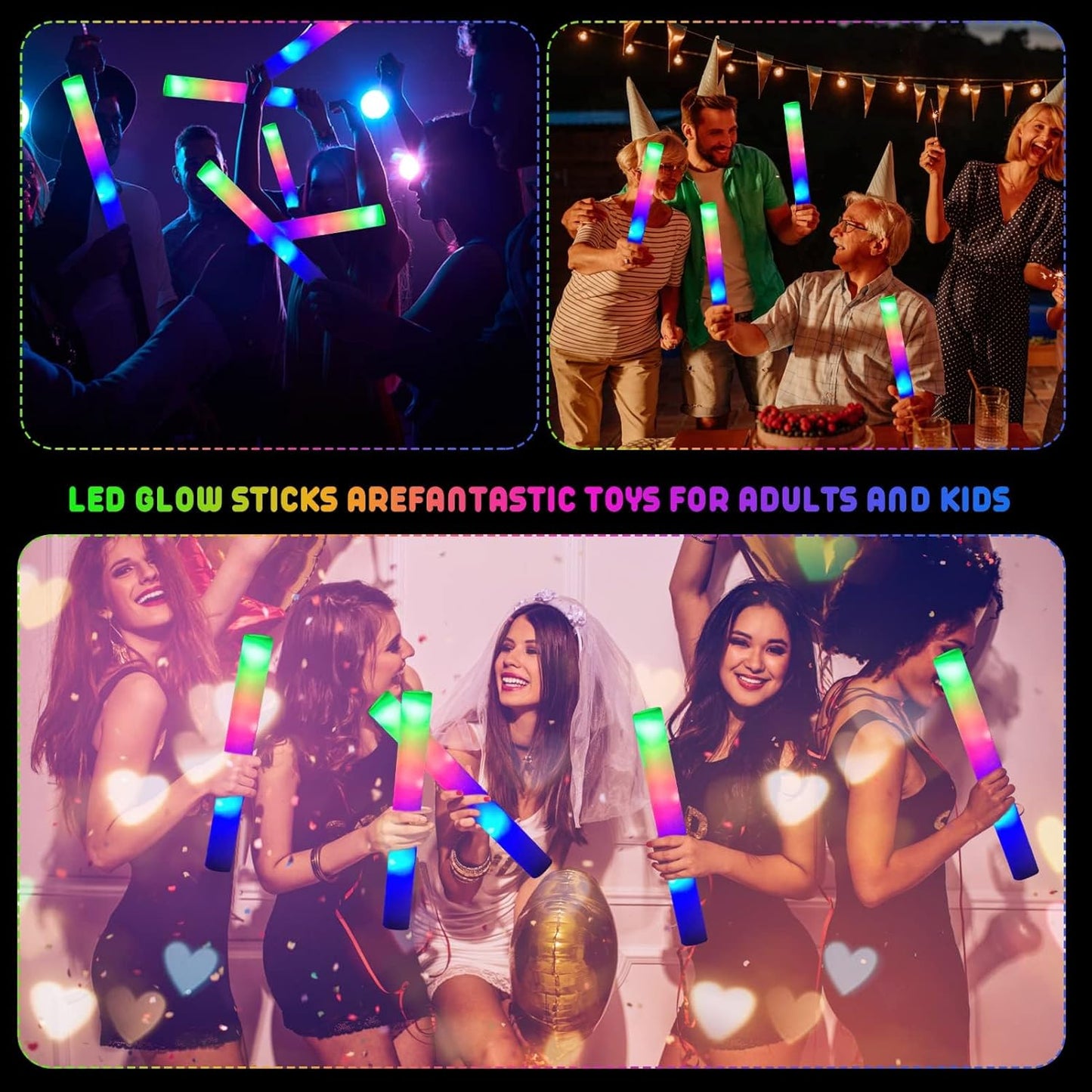 LifBetter Light Up Glow Sticks Bulk, LED Foam Sticks in The Dark with 3 Modes Flashing Led Foam Multicolor Batons Light up Party Favors for Birthdays, Weddings, Concerts, Festivals (20pcs)