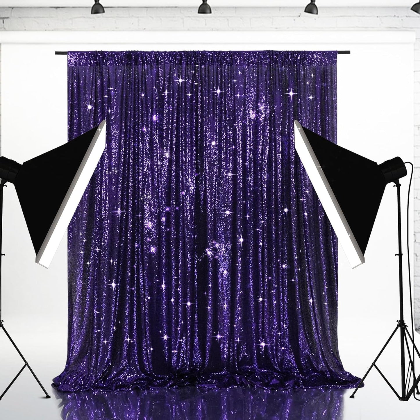 Eternal Beauty Purple Sequin Backdrop, 20x10 Ft Halloween Glitter Background Curtains for Shimmer Photography Party Wedding Birthday Back Drop Decor