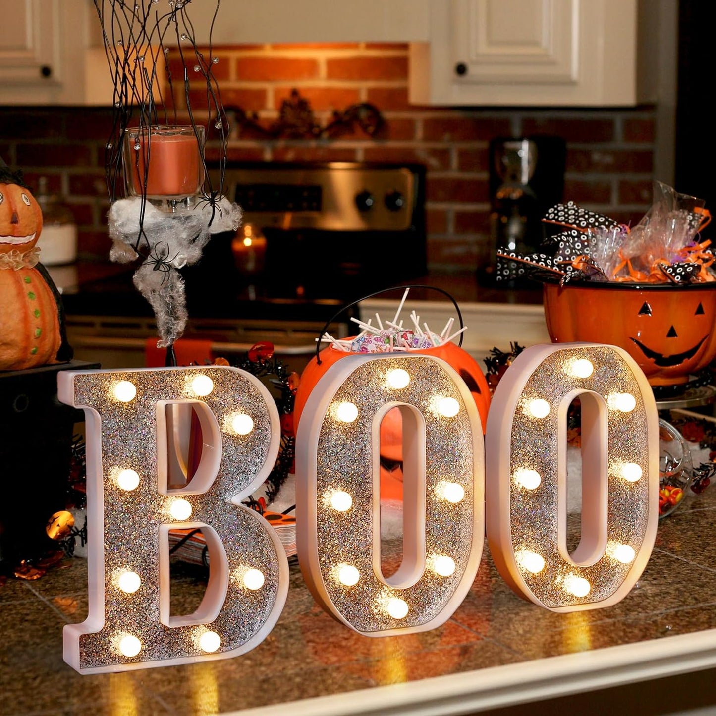 Marquee Light Up Letters, Glitter Silver LED Letter with Lights, Wedding, Birthday, Party, Cafe, Bar or Room Decor - Letter Q