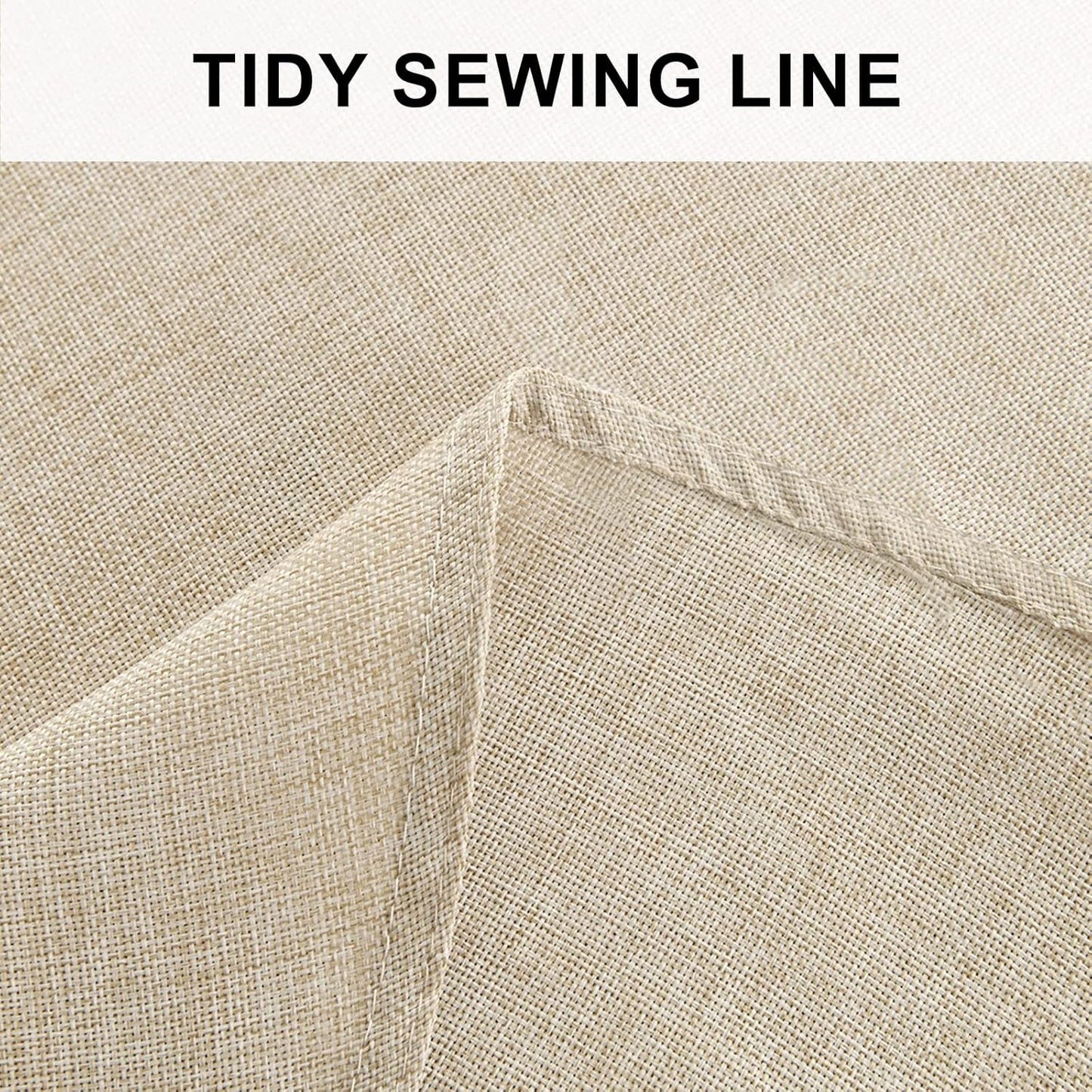 Hiasan Round Linen Tablecloth 45 Inch - Wrinkle and Stain Resistant Washable Polyester Fabric Table Cloth for Dining Room Kitchen Party, Beige