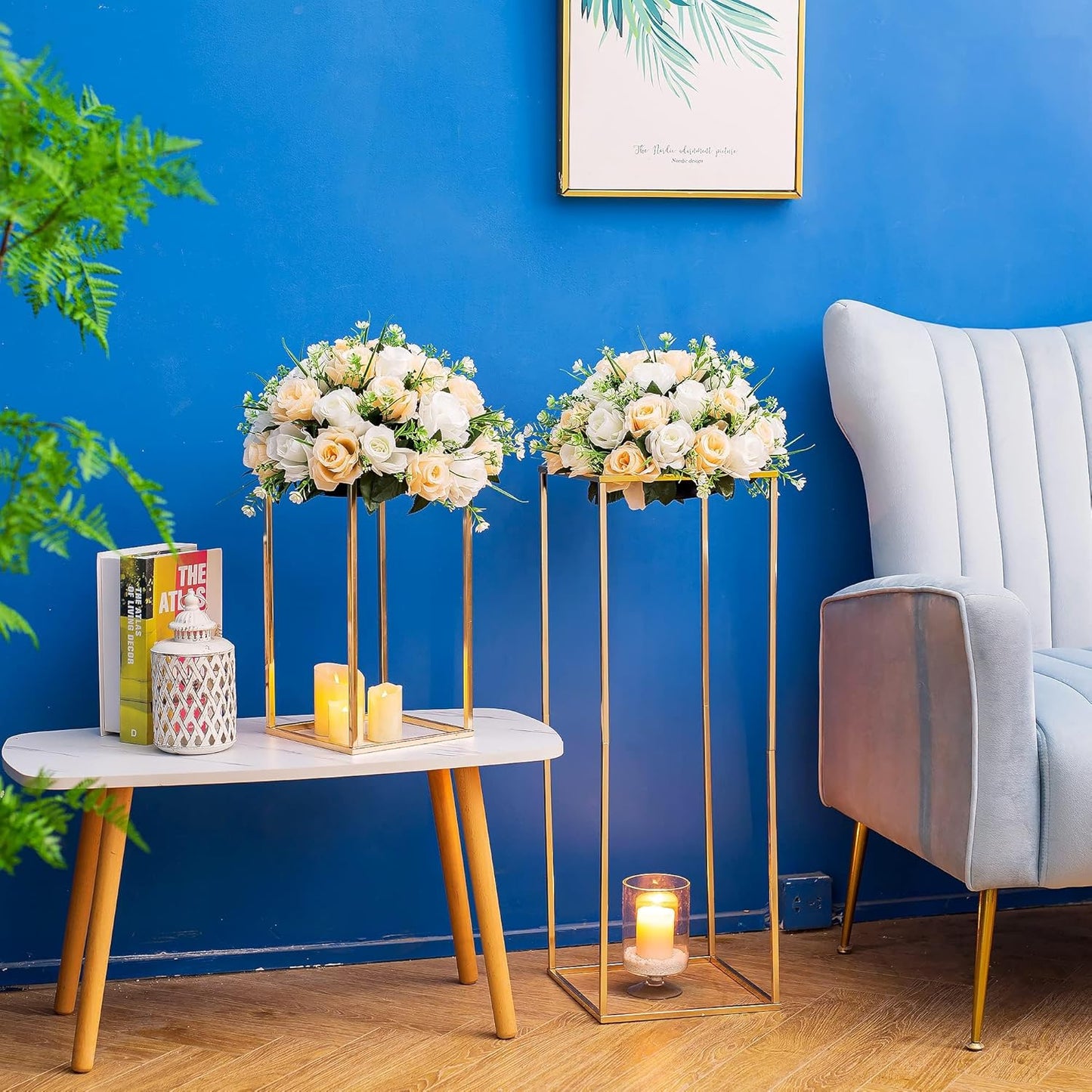 Gold Flower Stand for Table: 31.5” Tall Centerpiece Stand for Wedding Table Reception Floral Center Pieces with Home Decoration Party Event 2 PCS