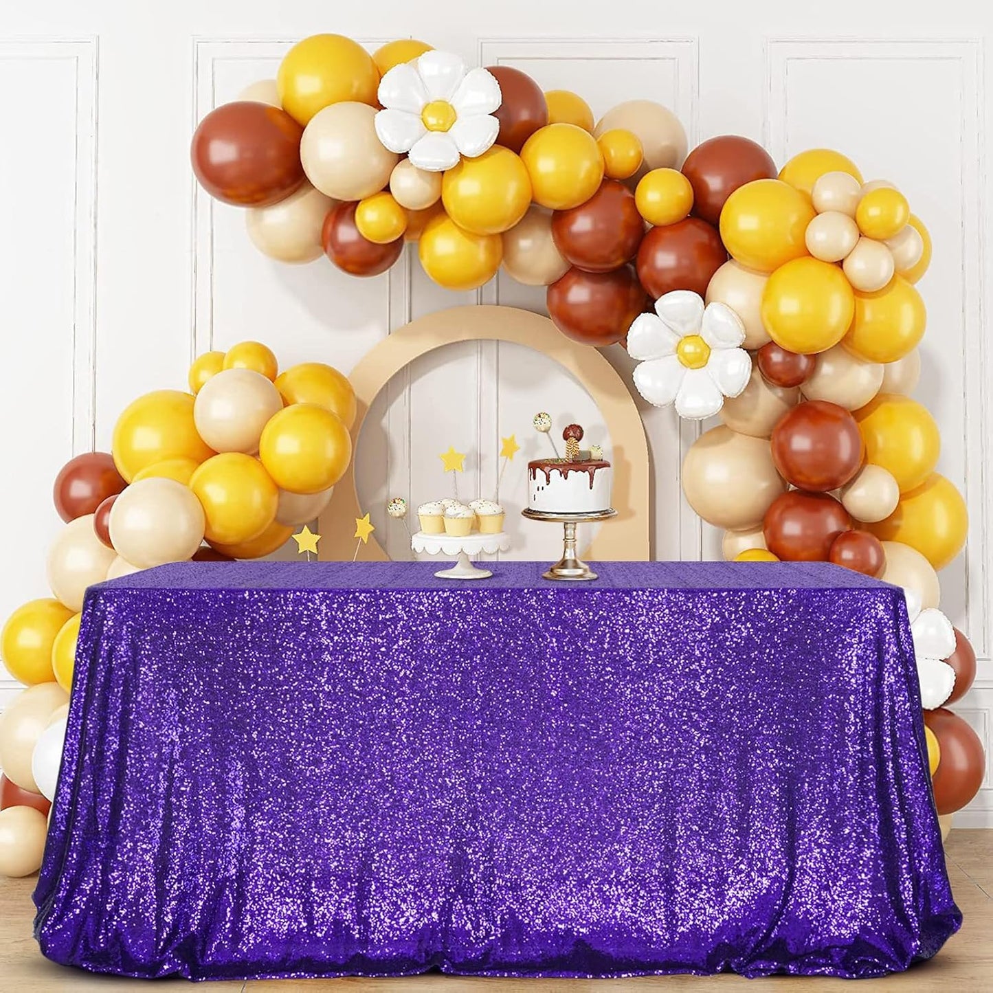 SquarePie Sequin Tablecloth 90 x 132 Inch Purple Sparkly Table Linen for Wedding Halloween Party