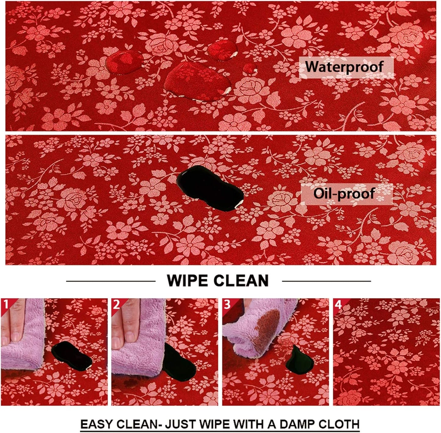 Smiry Rectangle Table Cloth, Waterproof Heavy Duty Vinyl Tablecloths, Wipeable Washable Table Cover for Kitchen and Dining Room (Red, 54" X 108")