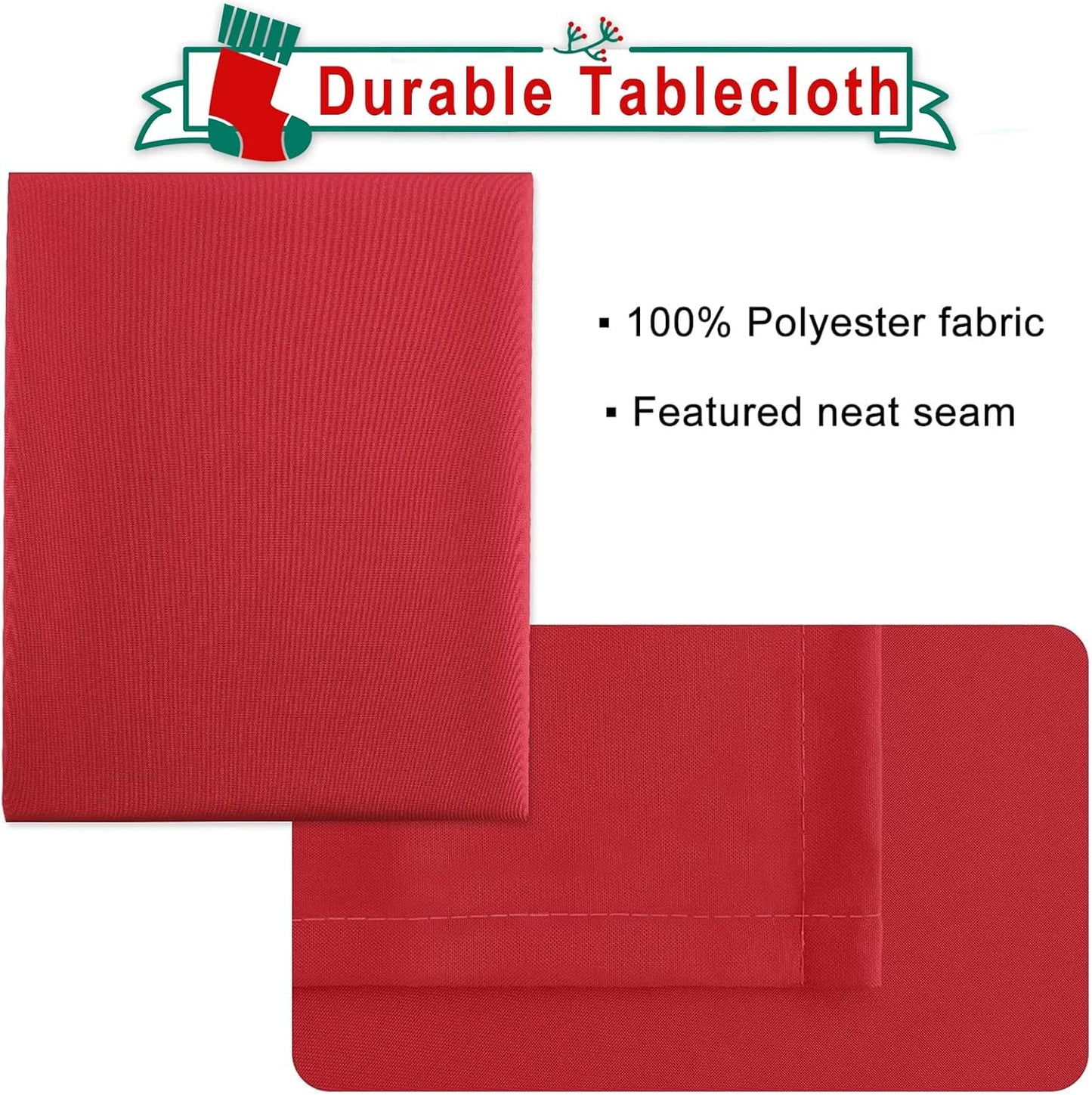 Hiasan Red Tablecloth Rectangle - Wrinkle Resistant and Waterproof Dining Room Washable Christmas Table Cloth, Polyester, 30 x 60 Inch