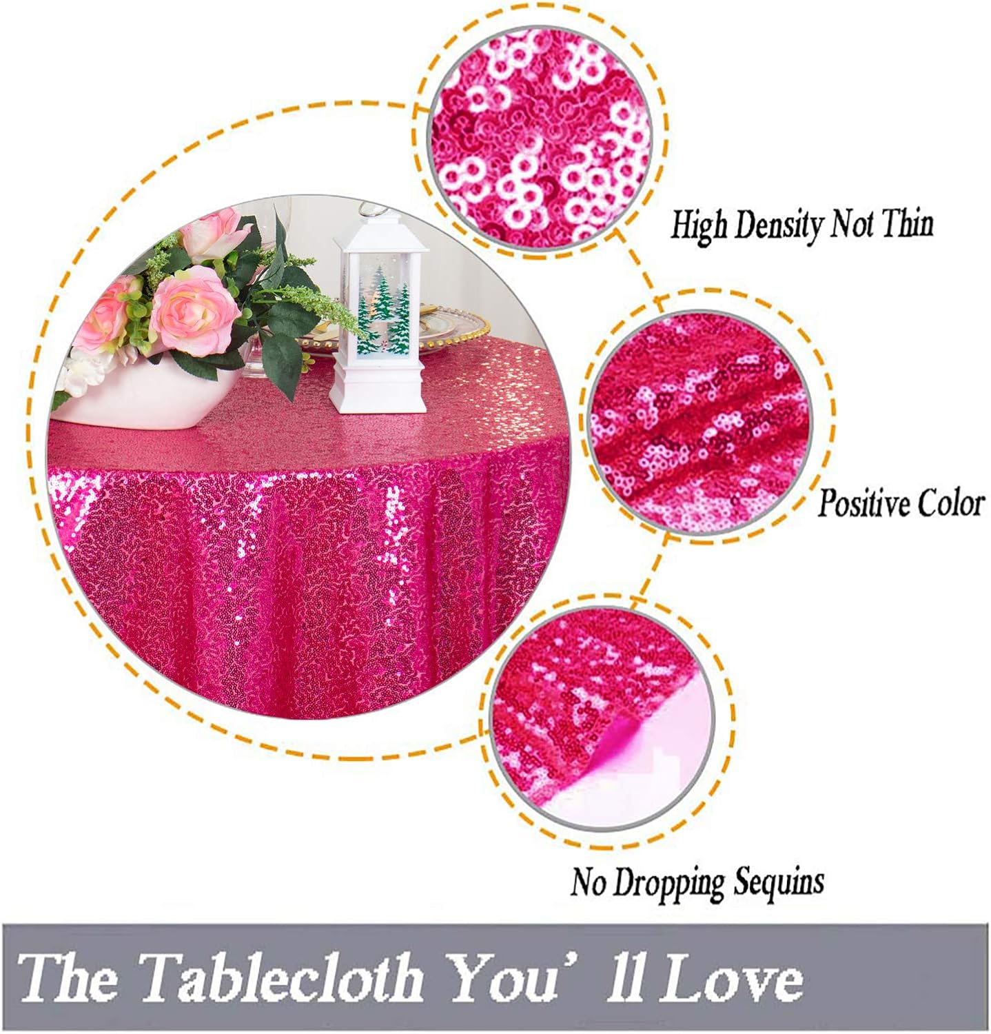 ShinyBeauty Hot Pink Tablecloths Square 36X36 Inch 2 Pieces Small Tablecloth for Party Sparkle Table Cloth Shimmer Overlay Linen Wedding Birthday Tables