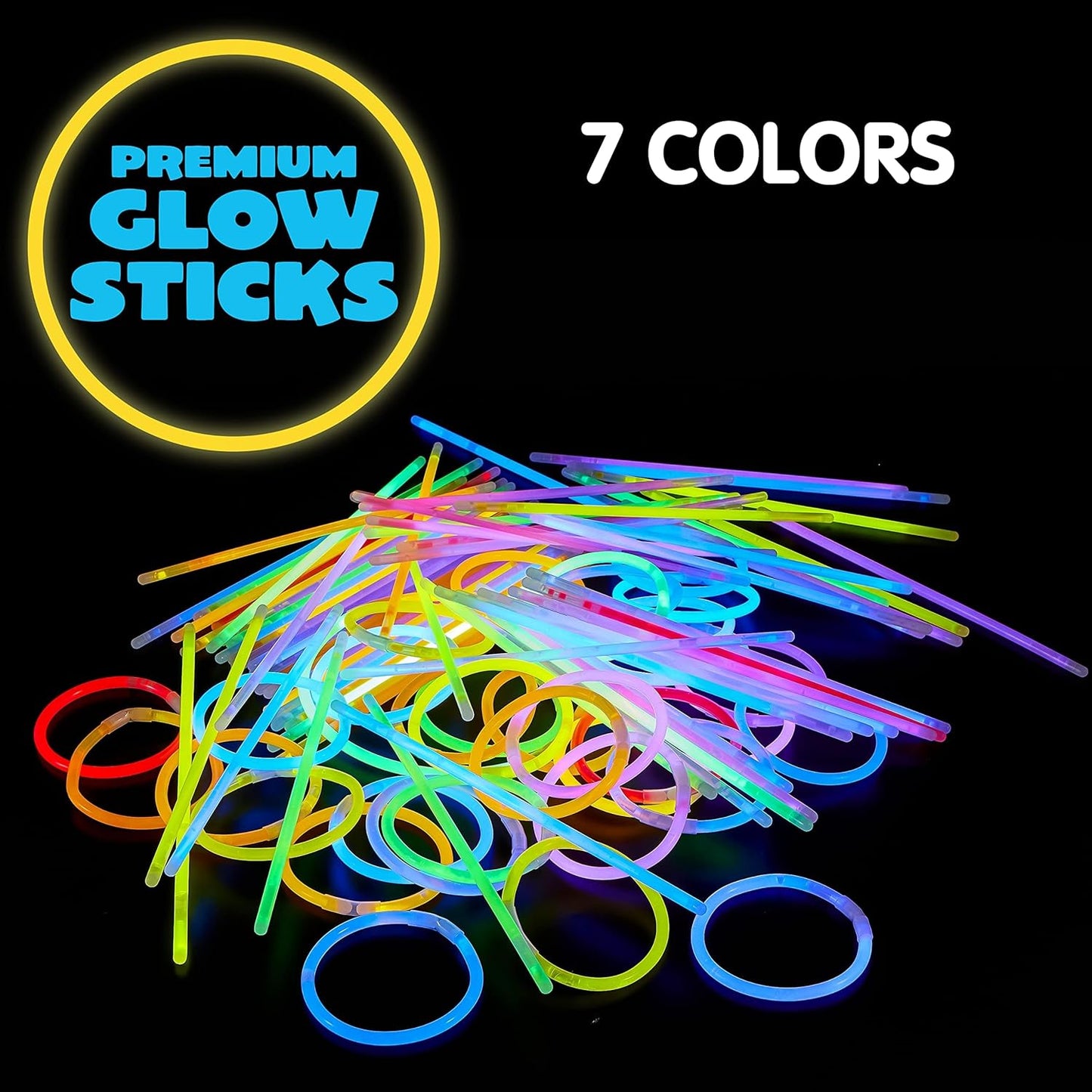 JOYIN 100 Pcs 8" Glowsticks, Halloween Supplies Pack, Bracelets Necklaces, Glow in the Dark Party Favors, Easter, Christmas, Football Party Supplies