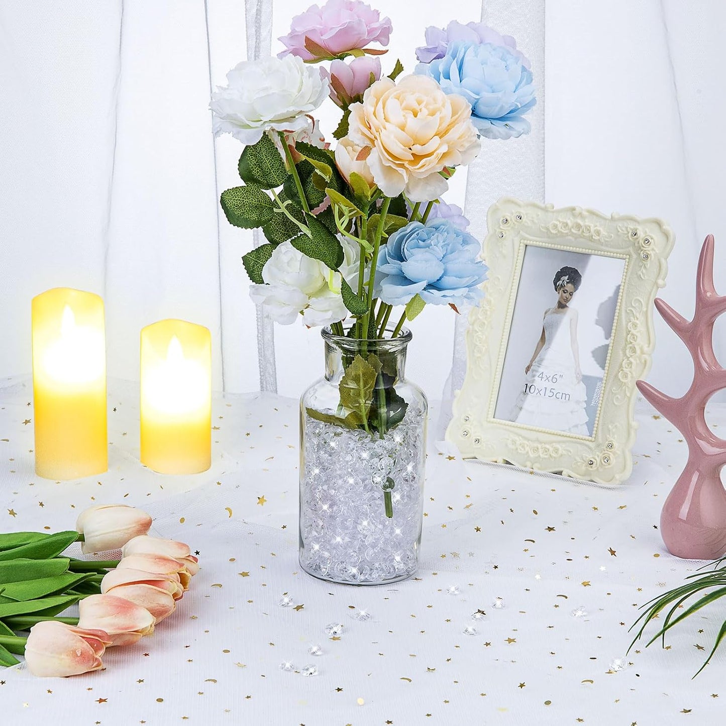 2000 pcs/Pack Wedding Table Scatter Confetti Crystals Acrylic Diamonds 8 mm Rhinestones for Wedding, Bridal Shower, Vase Beads Decorations (8mm, Light Blue)