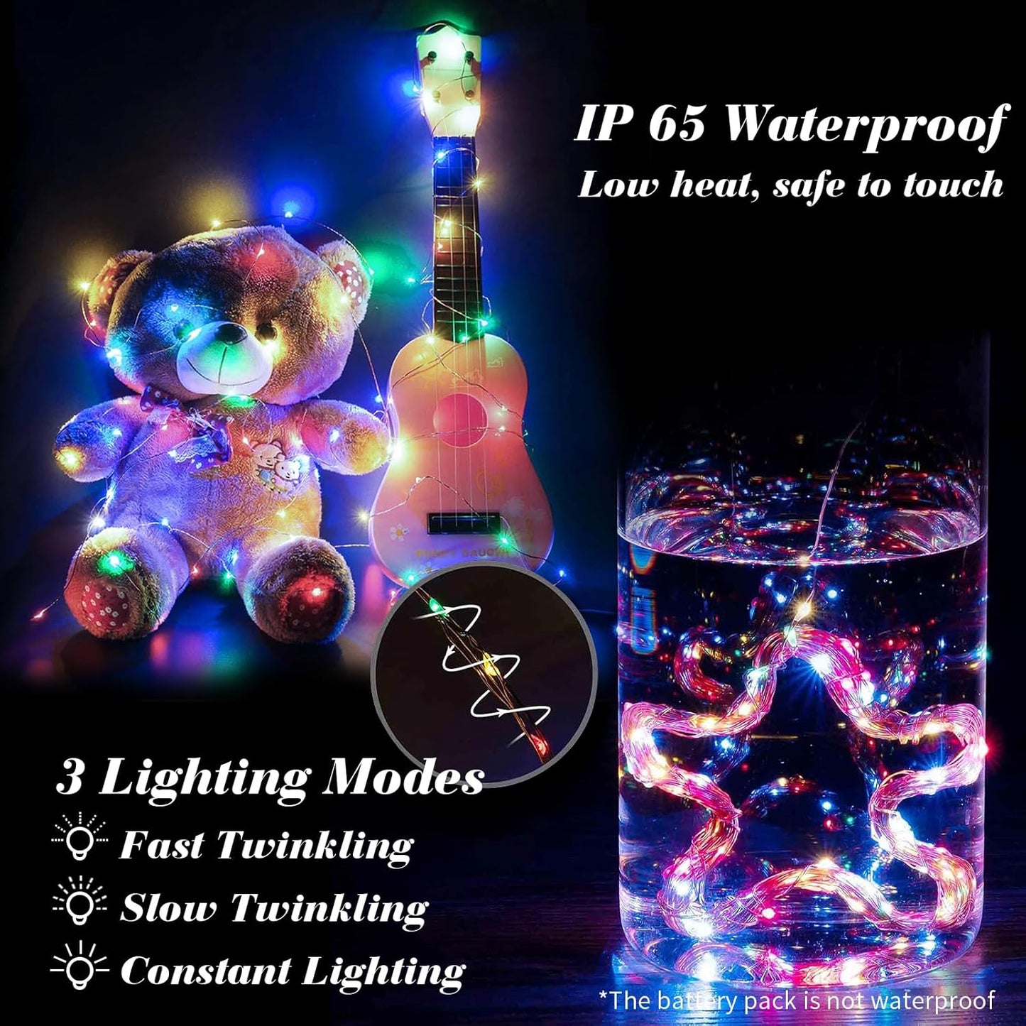 ZGWJ 12 Pack Fairy Lights Battery Operated, 7ft 20 Mini LED Fairy String Lights Silver Wire 3 Modes for DIY, Parties, Wedding, Bedroom, Halloween Christmas Decoration Colorful and Blue