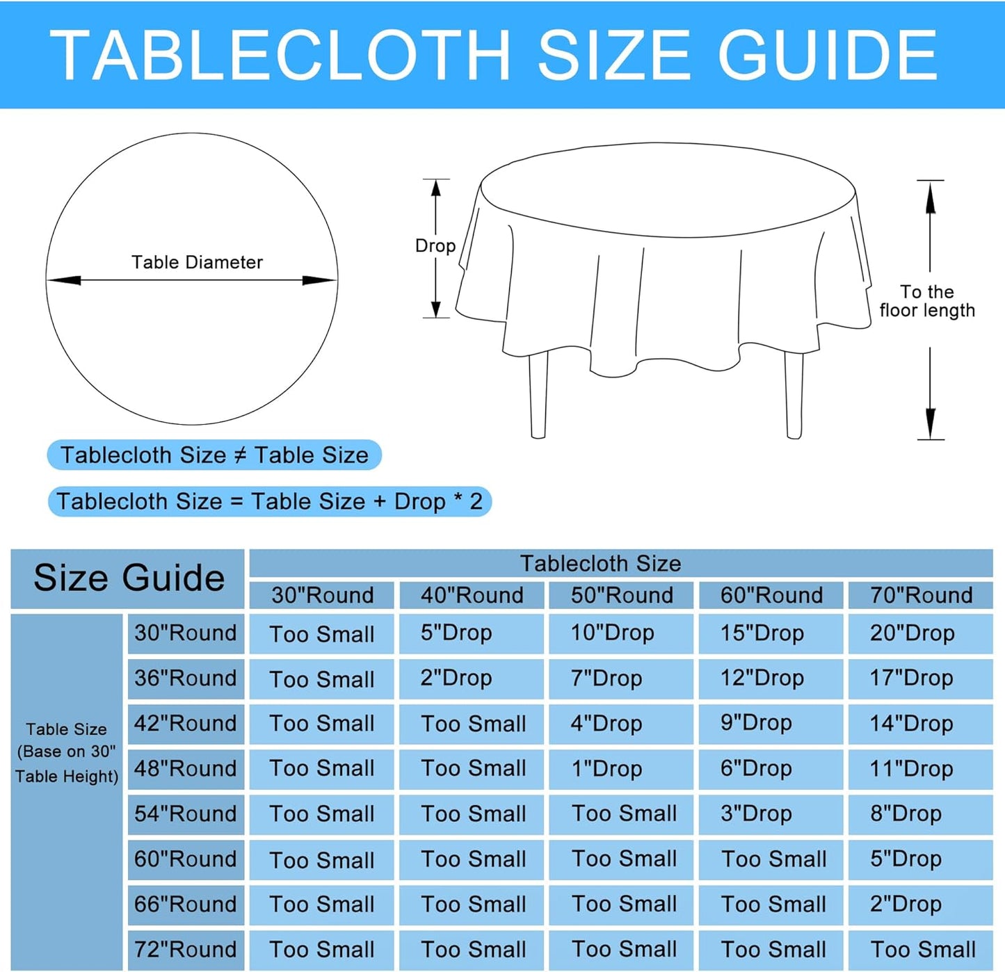 Hiasan Round Linen Tablecloth 50 Inch - Wrinkle and Stain Resistant Washable Polyester Fabric Table Cloth for Dining Room Kitchen Party, Stone