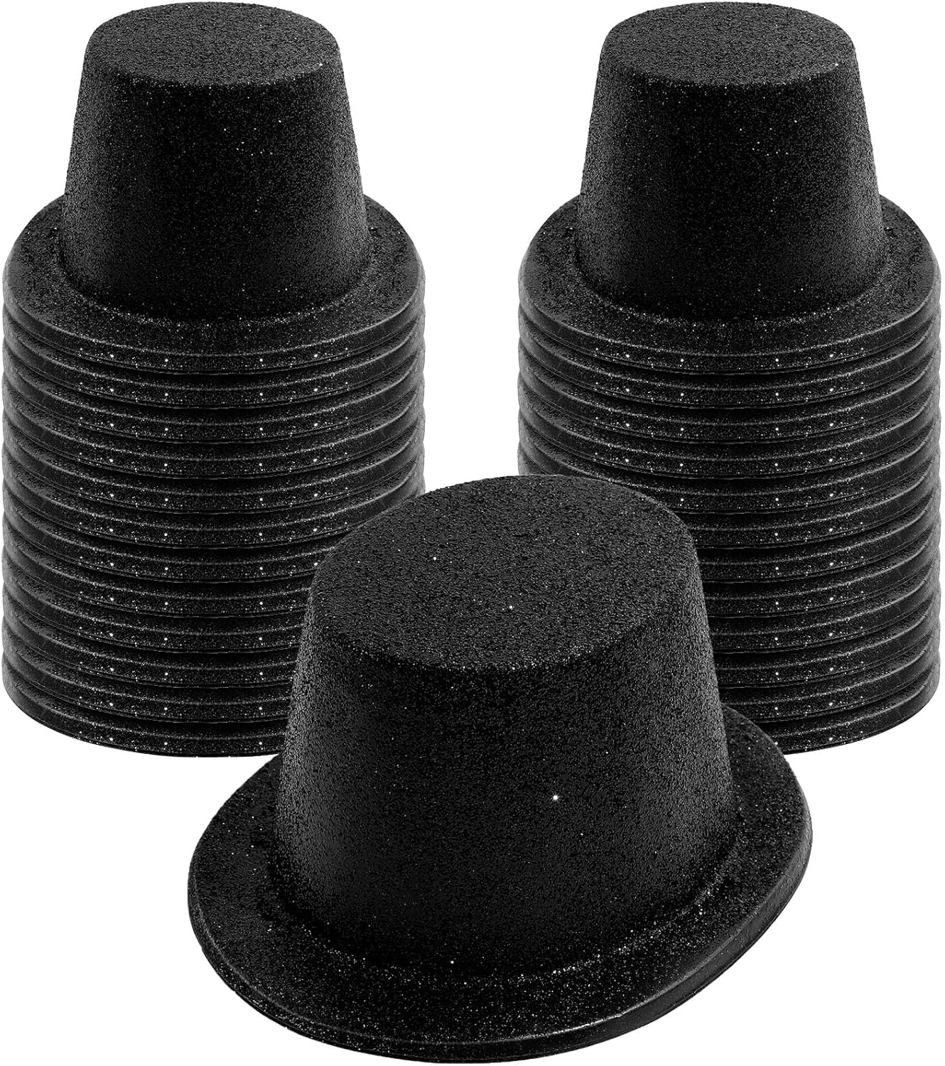 Hillban 24 Pcs Halloween Glitter Top Hat Bowler for Adults 1920s Dress Glitter Hats for Masquerades Party
