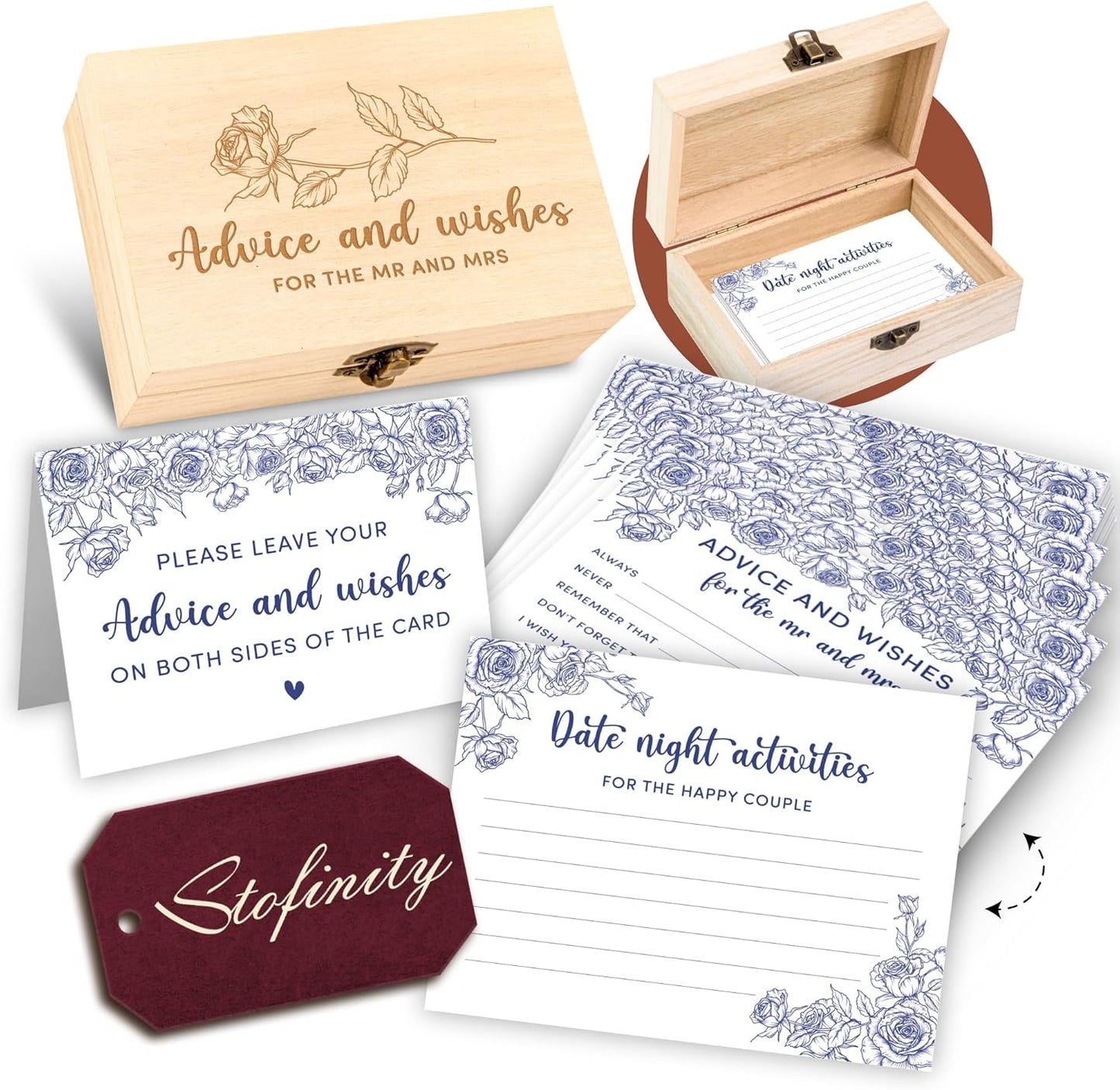 Advice And Wishes For The Mr And Mrs - Wedding Advice Cards For Bridal Shower Decorations, Blue Bridal Shower Games For Wedding Reception, Marriage Wishes For The Bride And Groom Box