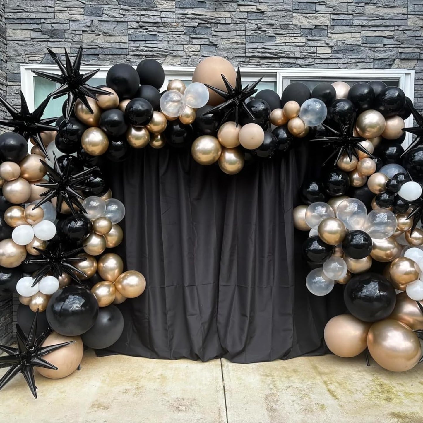 Black Silver Star Balloons 12pcs, 27/22 Inch Foil Star Explosion Balloons, Large Spike Mylar Cone Balloon, Fireworks Shape Balloon Decor for Bachelor Retirement Anniversary Graduation