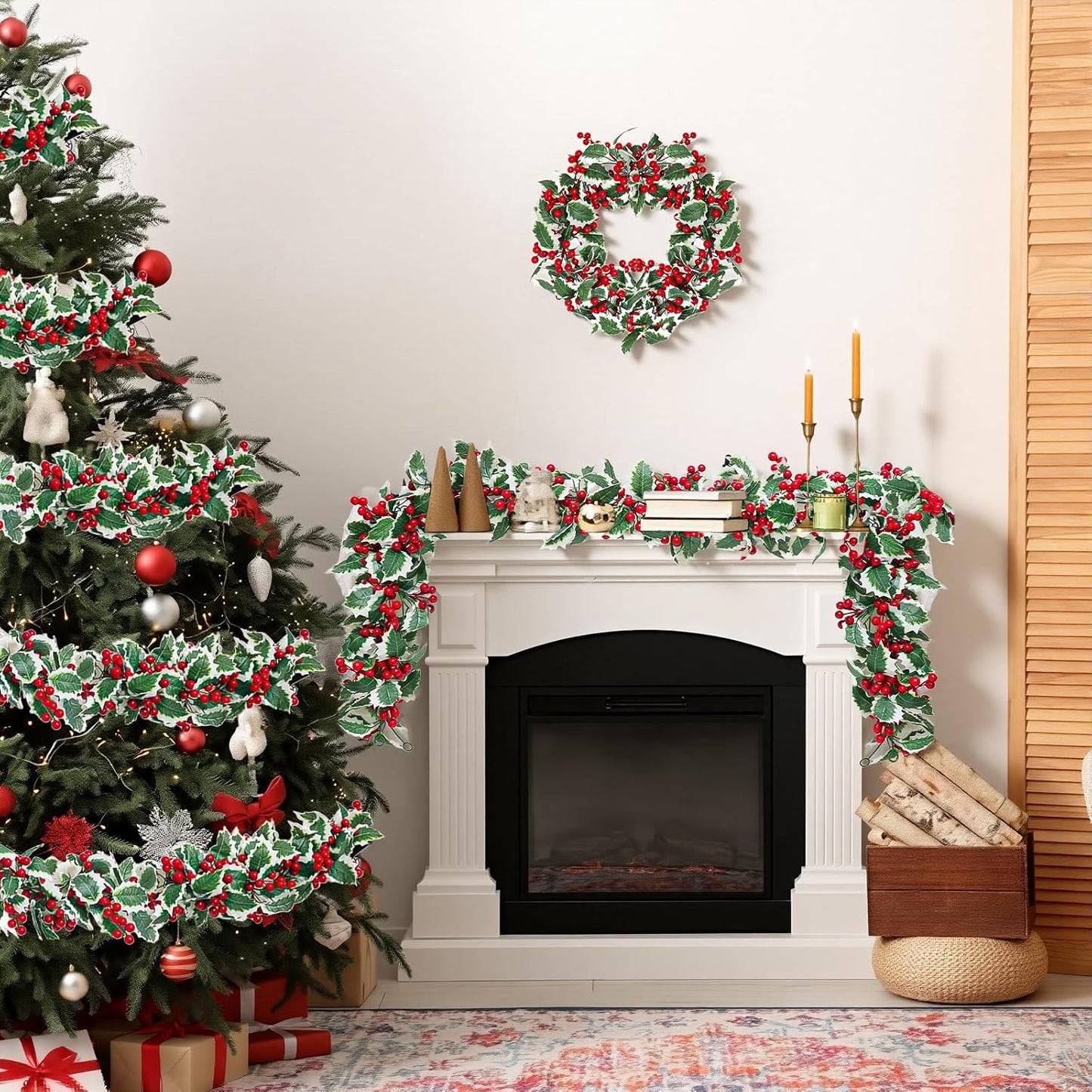MAKHOT 2-Piece Christmas Garland Suitable for Christmas Holiday Fireplace Indoor and Outdoor Decor.