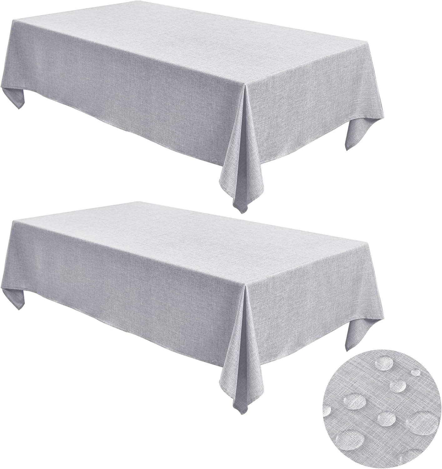 Fitable Faux Linen Tablecloths for Rectangle Tables: Water & Stain Resistant Farmhouse Table Cloth, Washable Burlap Textured Table Covers for Kitchen Dining Party(2 Pack, 60x84 Inch, Light Grey)