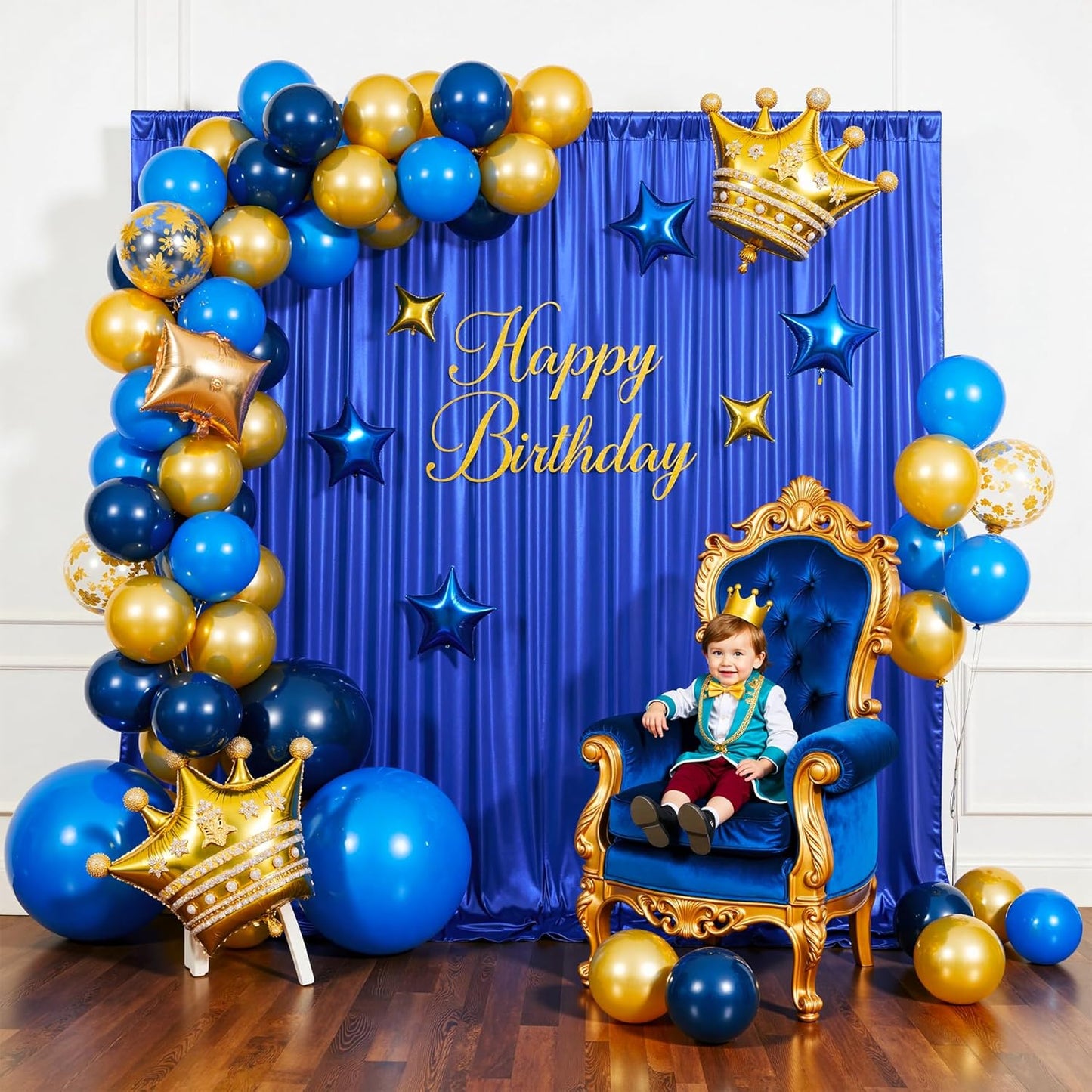 gogoparti 20x10FT Sapphire Blue Sequin Backdrop Curtain - 4 Panels of 5x10FT Wrinkle-Free Glitter Drapes for Photography, Birthdays, Weddings & Graduations