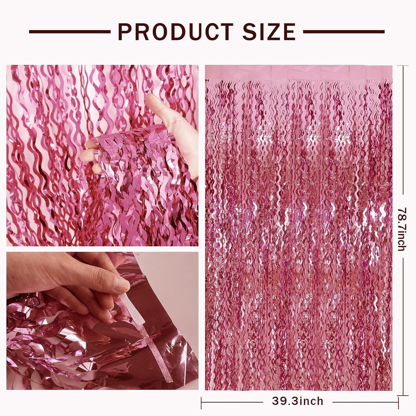 Pink Streamers Fringe Photo Backdrop, Rose-Pink Wall Decor, Birthday Decorations for Women, Rosy Halloween Favor, Bachelorette Party Supplies, Baby Shower Decorations, Bridal Shower Decor