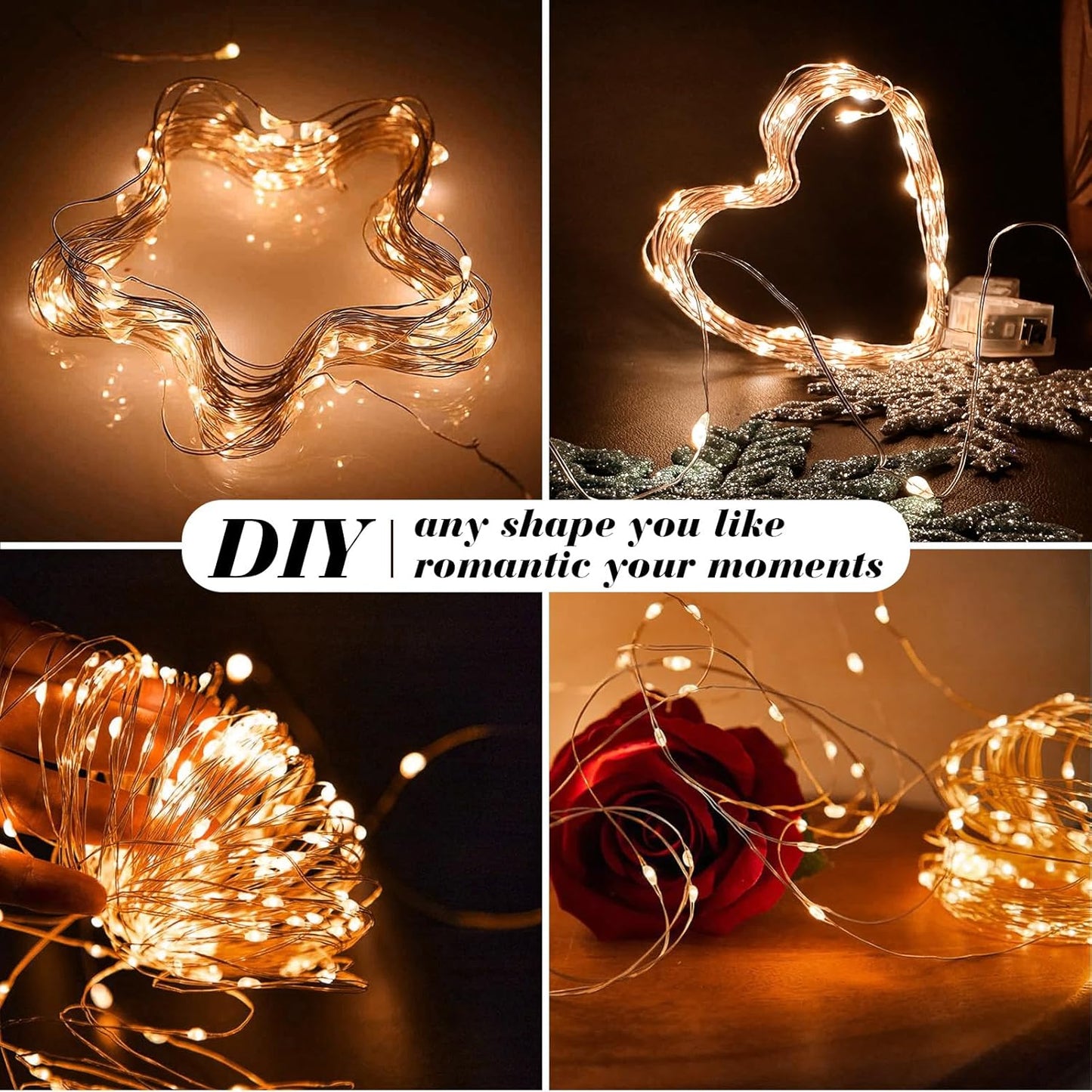 ZGWJ 100 Pack Fairy Lights Battery Operated, 7ft 20 Mini LED Fairy String Lights Silver Wire 3 Modes for DIY, Parties, Wedding, Bedroom, Halloween Christmas Decoration Orange