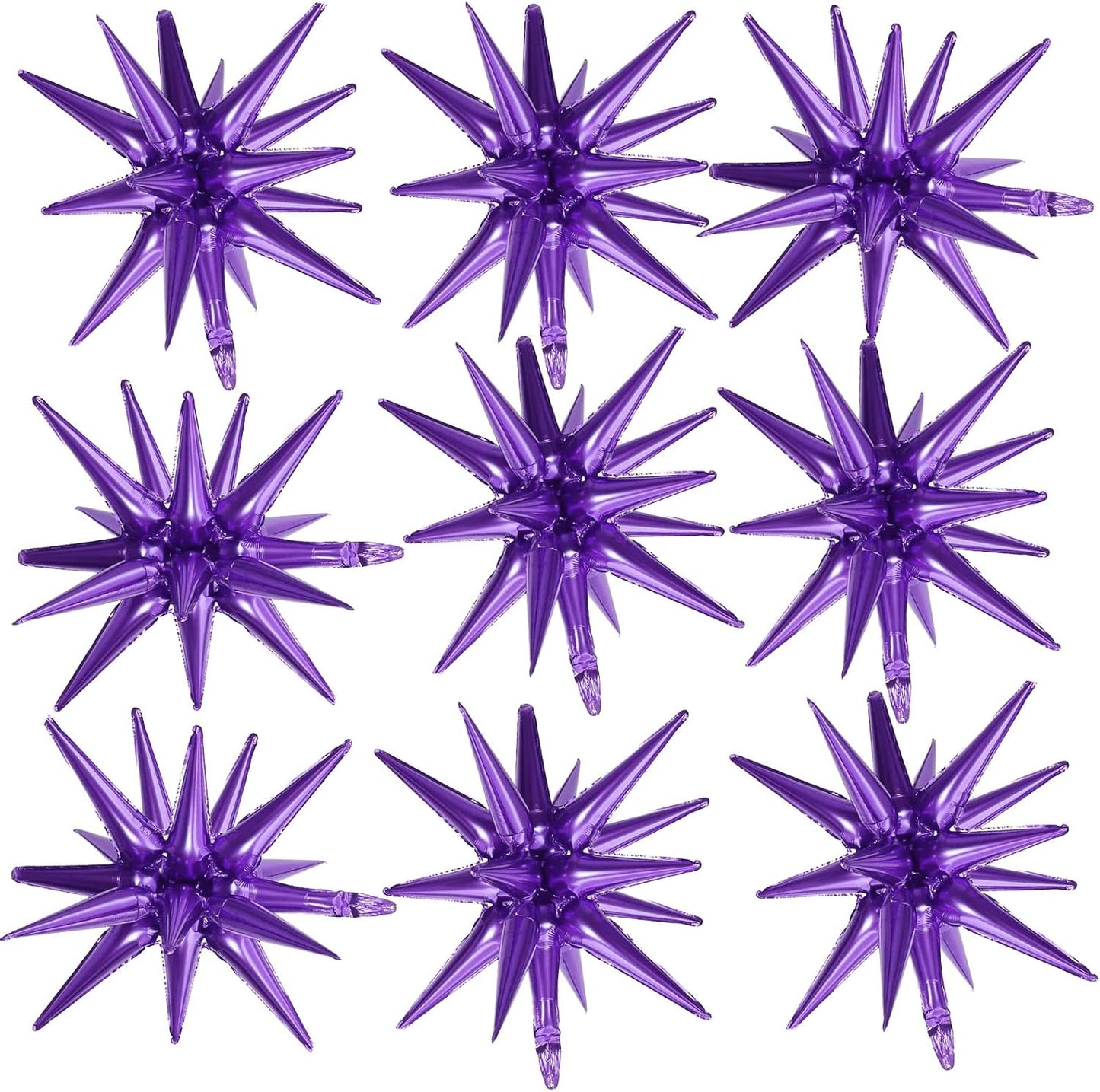 Purple Star Balloons,9Pcs 22Inch Dark Purple Explosion Spike Cone Helium Polyester Film Star Foil Balloons for Birthday Halloween Graduation Anniversary Baby Shower Party Decorations