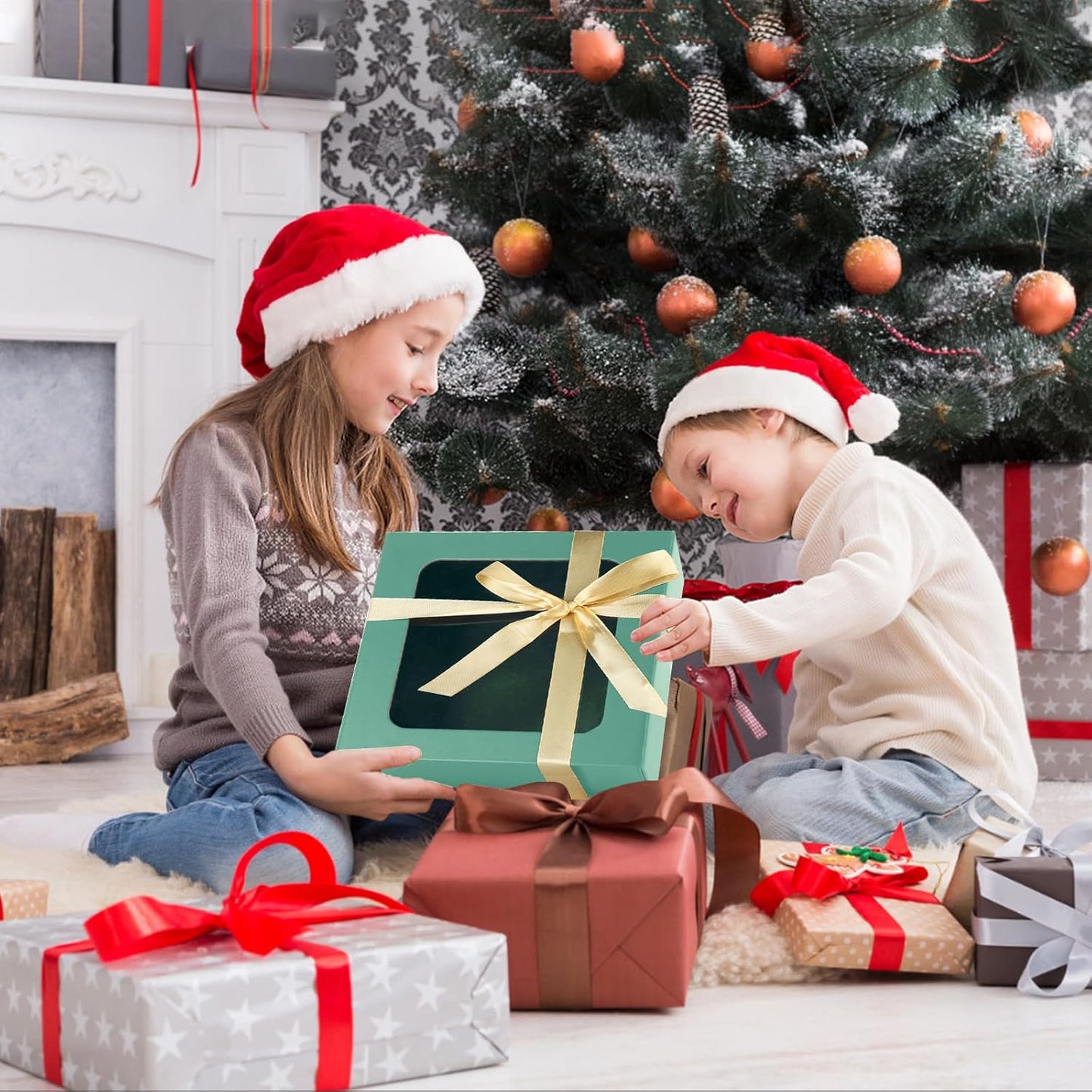 Light Green Gift Boxes with Window,7.5"x7.5"x3.1" Bridesmaid Boxe for Gift Giving,Birthday Gift Box with Magnetic,Closure Lid Gift Boxes for Presents,Cute Boxe,Luxury for Gift Packaging,Gift Box for Wrapping Gifts