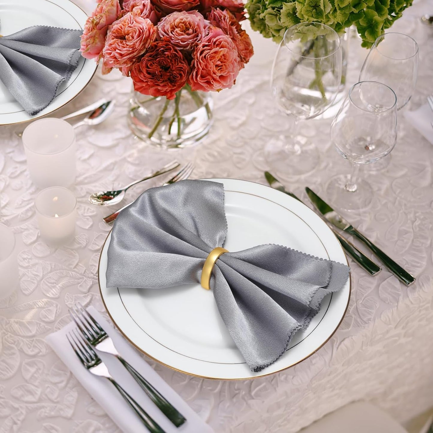 KPOSIYA Napkin Rings Set of 12, Metal Gold Napkin Rings Bulk for Table Settings, D-Shape Napkin Holders Rings for Dinner Table Decor, Easter, Fall,Thanksgiving, Christmas, Party,（12pcs）