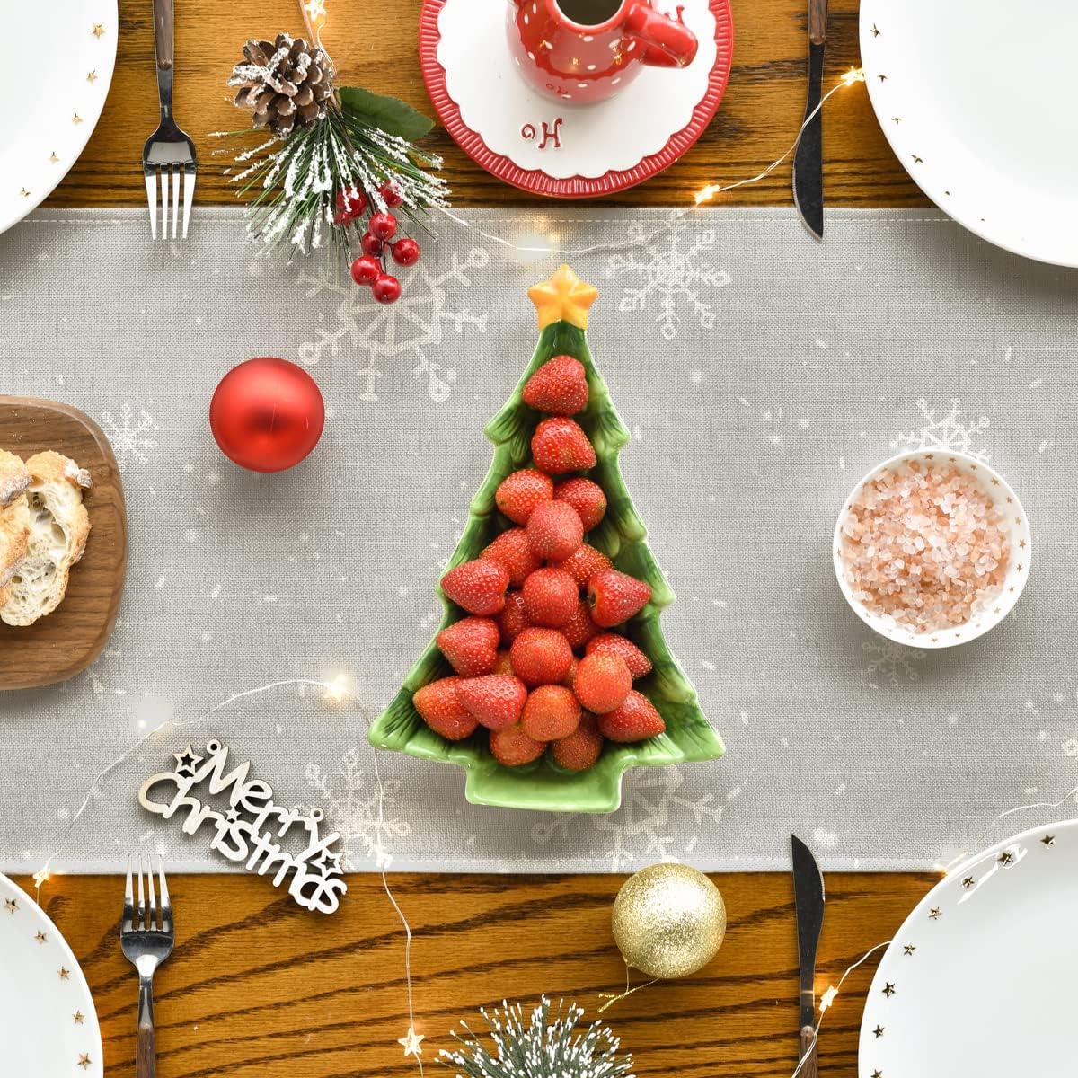 Artoid Mode Grey Snowman Snowflake Let it Snow Christmas Table Runner, Seasonal Winter Kitchen Dining Table Decor for Home Party Indoor 13x72 Inch