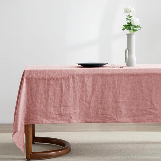 EVERLY 100% Pure Linen Rectangle Tablecloths 60x84Inches for Dining,Buffet Parties,Picnic,Events,Weddings and Restaurants,Decorative Halloween,Thanksgiving Machine Washable Tablecloths-Muddy Pink