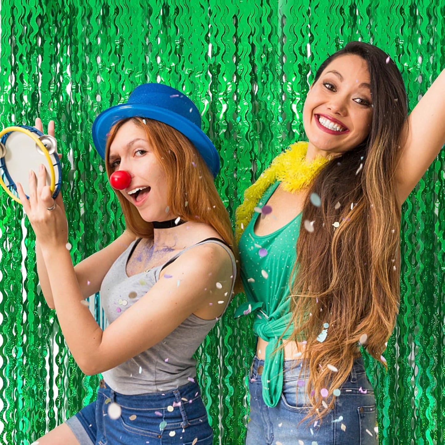 Tinsel Foil Fringe Curtains Wavy Backdrop for Parties Sparkle Metallic Wavy Foil Fringe Backdrop Curtain for Party Decorations Photo Booth Props for Birthday Graduation Wedding