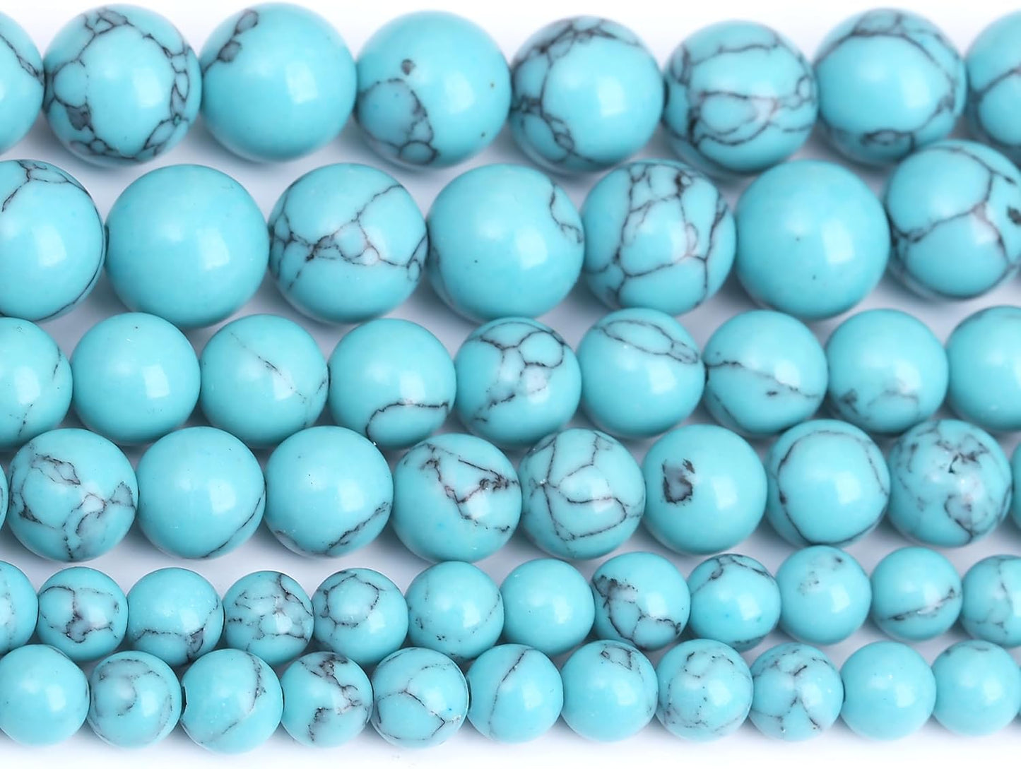 Lake Blue Turquoise Stone Beads Gemstone Round Crystal Energy Jade Beads Stone Beads for Jewelry Making DIY Bracelet Necklace Jewelry Making 1 Strand 15.5inch 35PCS 10MM