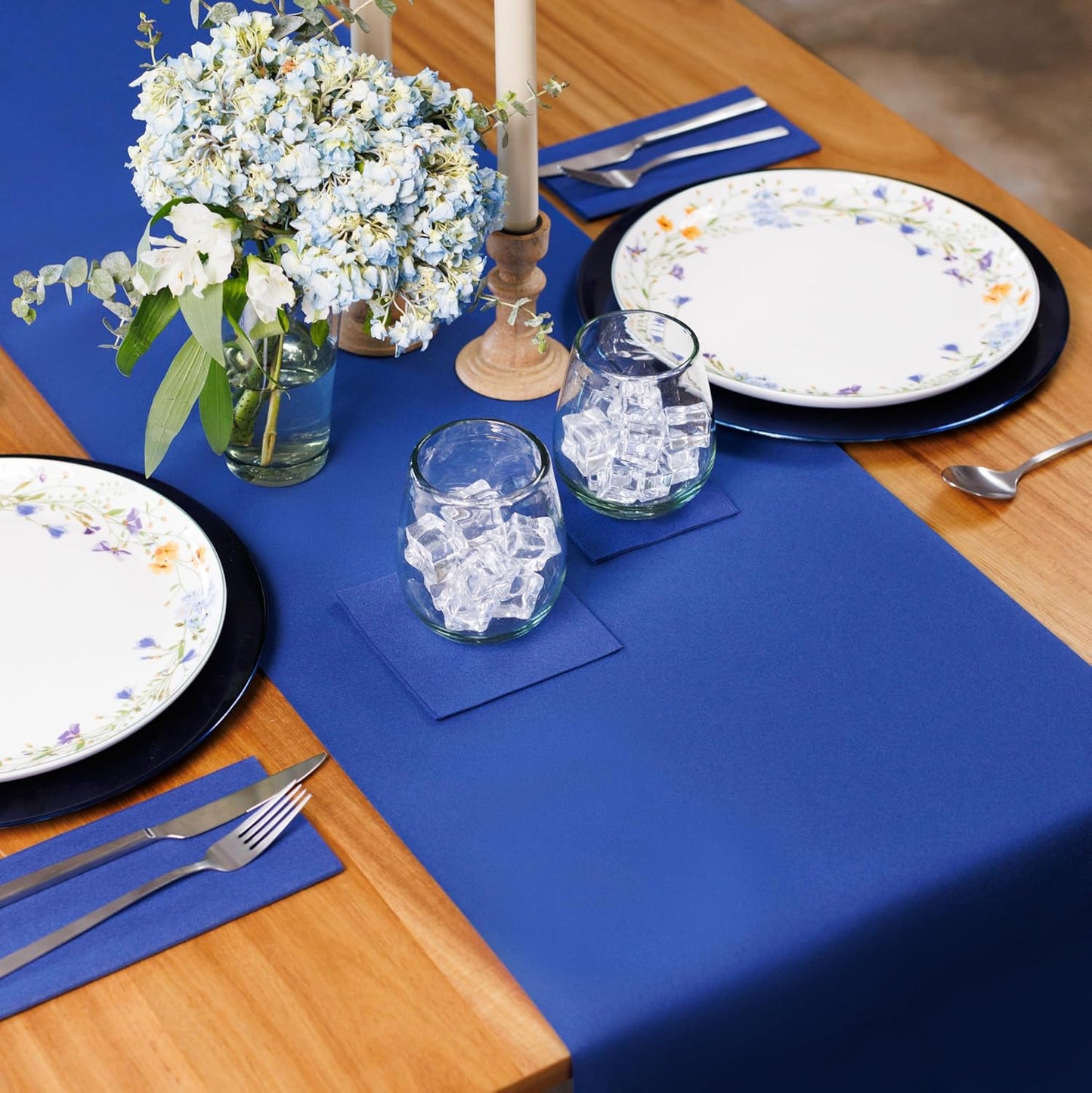American Homestead Paper Table Runner Roll - 78 ft. Disposable Linen-Like Table Cover Roll - 20 Perforated Table Runners (16" x 48") for Parties, Weddings, and Events - Navy Blue