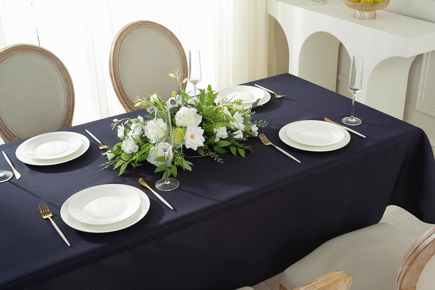 Craft And Party Rectangle Tablecloth, 70 x 90 Inch Navy Blue Tablecloth, Polyester Fabric Washable Table Cloth for Home, Party, Wedding or Restaurant Use.