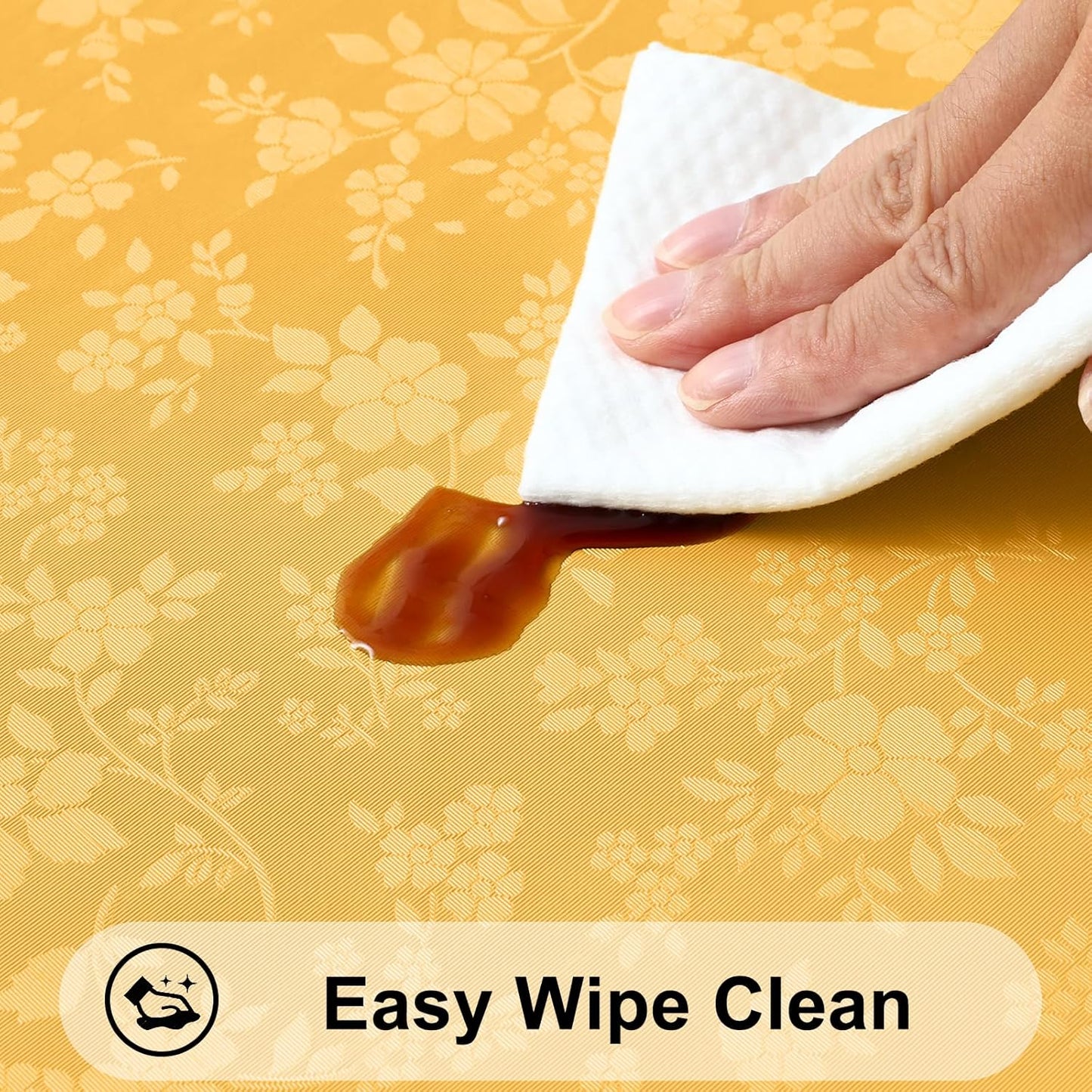 Smiry Rectangle Table Cloth, Waterproof Heavy Duty Vinyl Tablecloths, Wipeable Washable Table Cover for Kitchen and Dining Room (Mustard Yellow, 60" X 102")