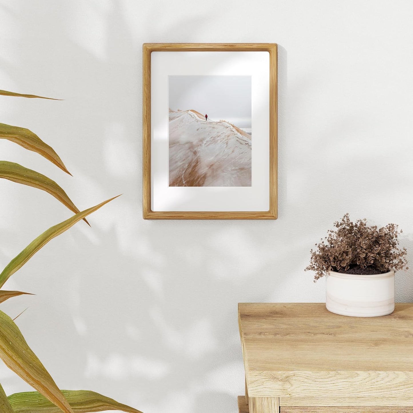 9x12 Picture Frame USA-Sourced Natural White Oak Solid Wood Photo Frame Handcrafted Rounded Corner with Mat to 6x8 Picture Display with Real Glass Family Picture, Certificate