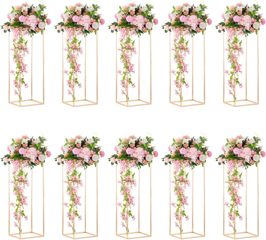 Gold Flower Stand for Table: 31.5” Tall Centerpiece Stand for Wedding Table Reception Floral Center Pieces with Home Decoration Party Event 10 PCS