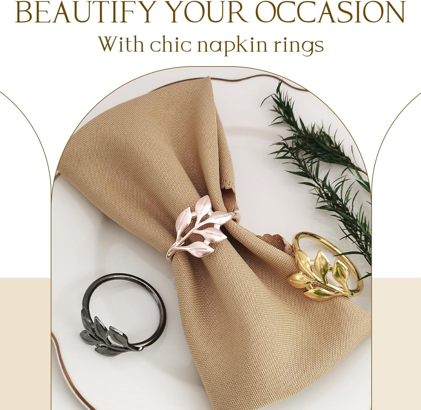 Napkin Ring, Metal Napkin Ring for Table Setting, Wedding, Holiday Party Table