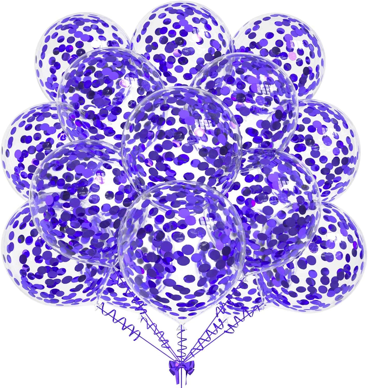 50pcs Purple Foil Confetti Balloons,12 inch Latex Balloon with Purple Confetti Inside for Birthday Family Party Wedding Party Baby Shower Decoration Supplies