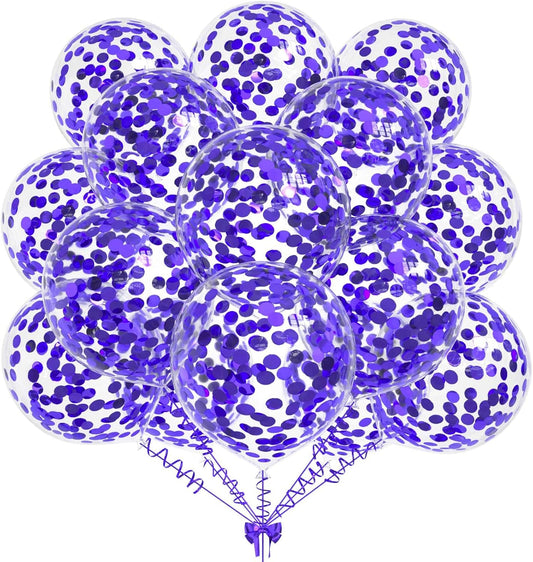 50pcs Purple Foil Confetti Balloons,12 inch Latex Balloon with Purple Confetti Inside for Birthday Family Party Wedding Party Baby Shower Decoration Supplies